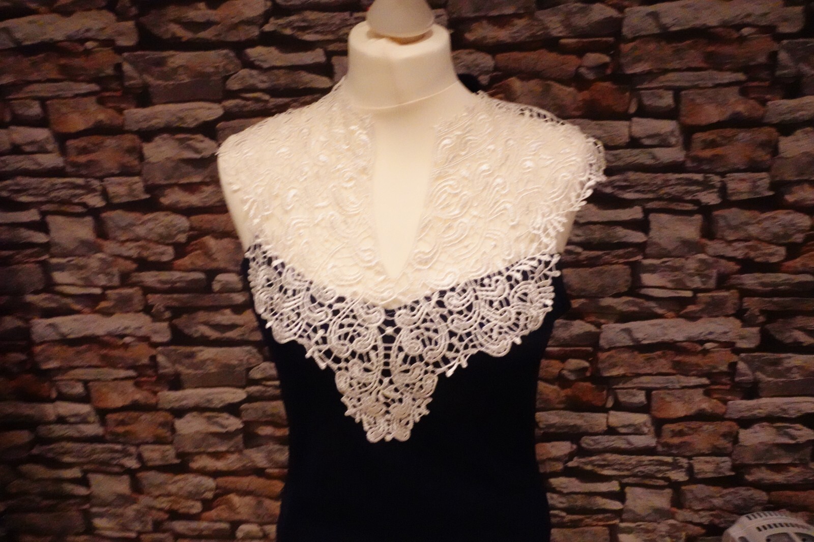  Quiz Stunning Ladies Lace Top Navy Party Dress Size 14 Immaculate Condition