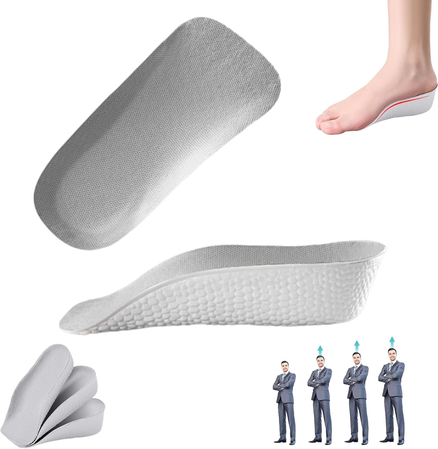 Brandone Insoles – Orthopedic High Pads 1.0 – Height Increase 1.4 Inch, Gray