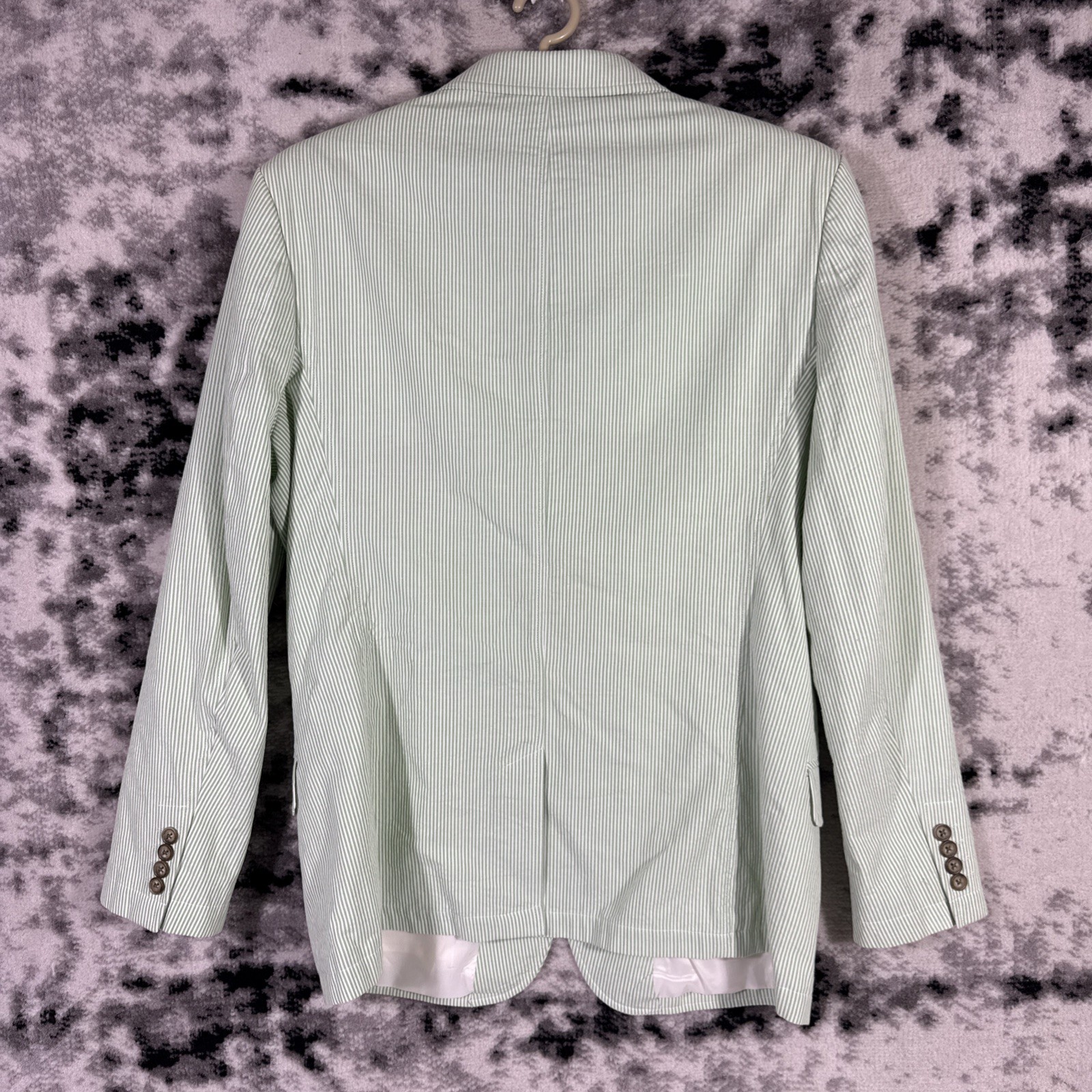 IZOD Blazer Mens Size Large Green Pinstripe Seersucker Preppy Old Money Avant