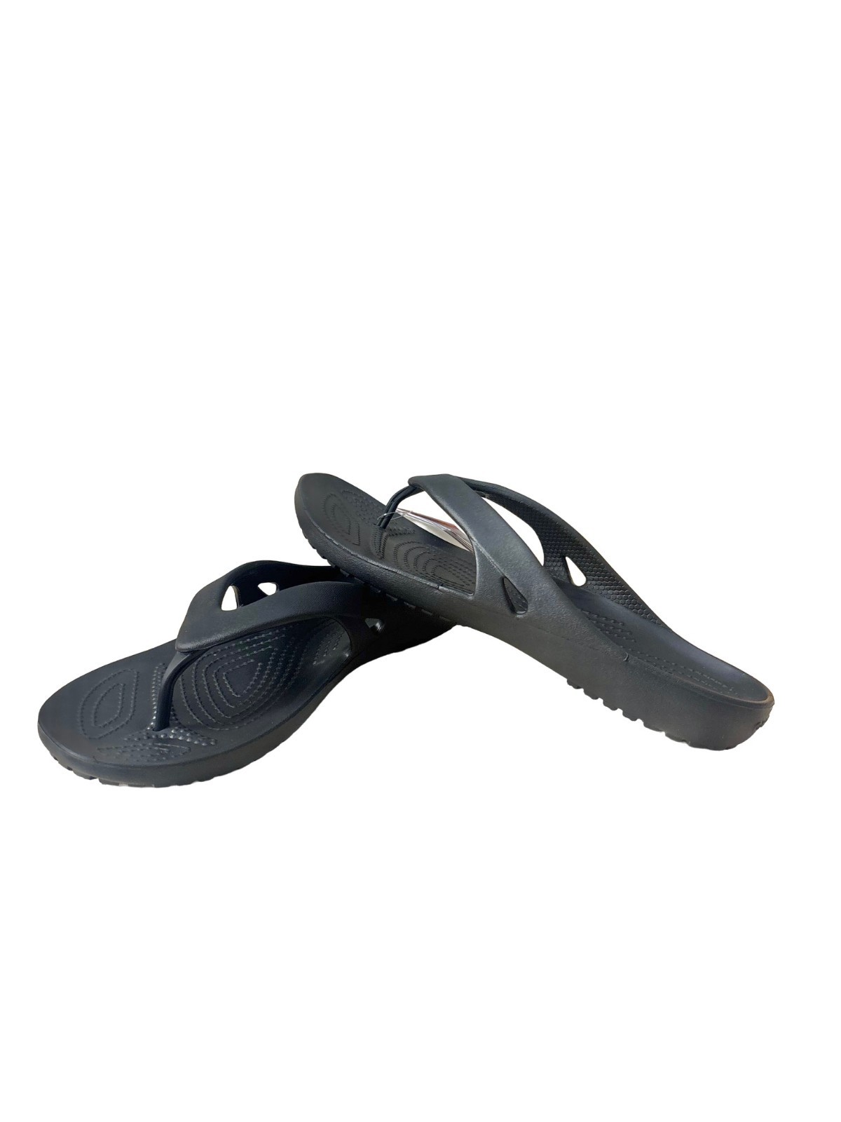 Crocs Kadee II Flip Flops Black Lightweight Comfort Sandals Womens Sz W9 M7 NWT