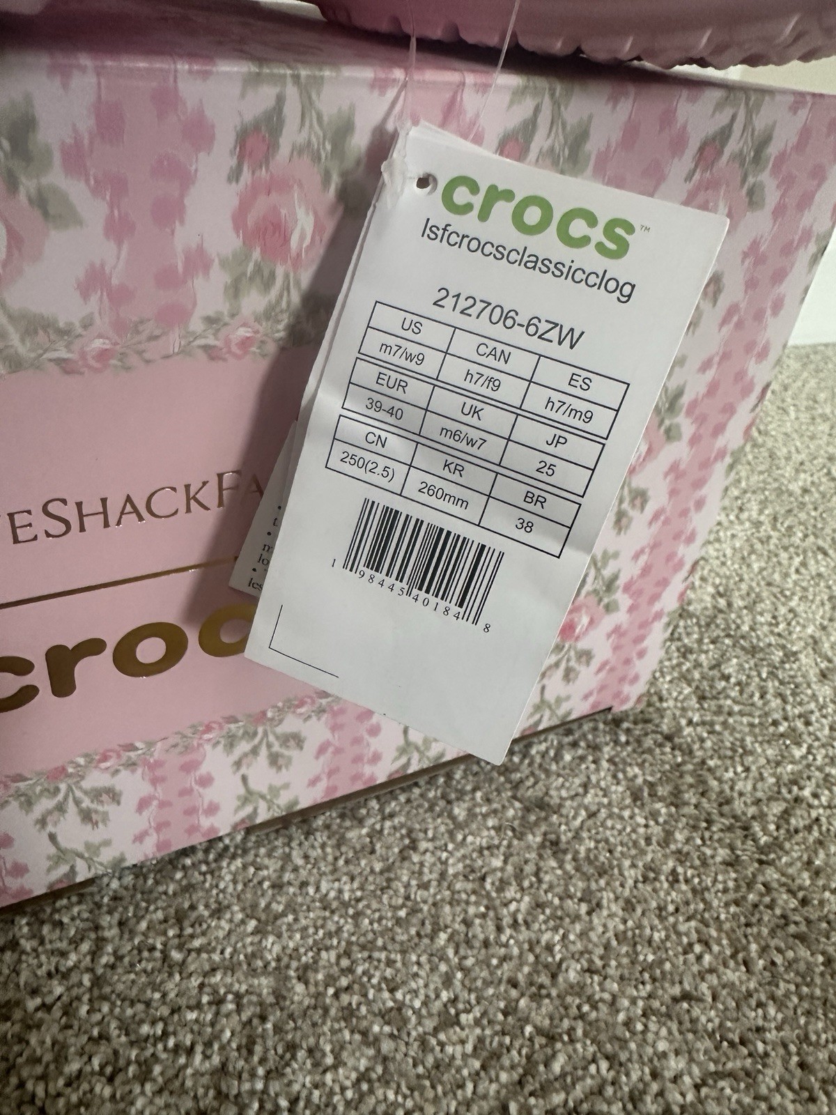 LoveShackFancy x Crocs Pink Classic Clog Women’s Size 9 NWT