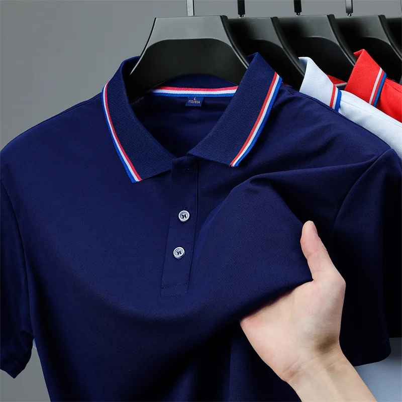 Men’s Solid Polo Shirt Breathable Summer Beach Business Casual Tee Tshirt Gift