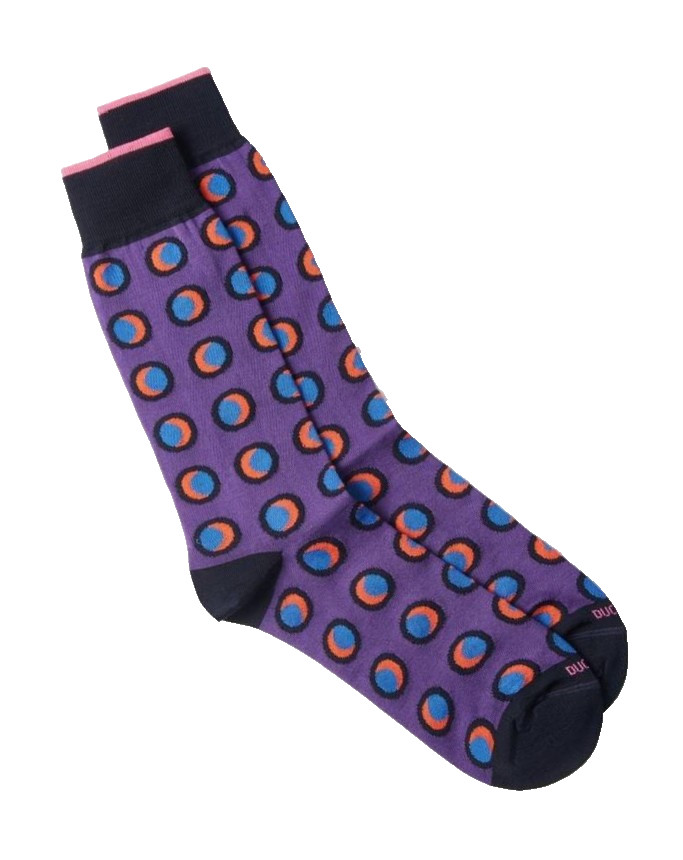 DUCHAMP | Mens Purple Petunia Disc Pattern Socks | Size Medium UK 7½-9½ EU 39-42