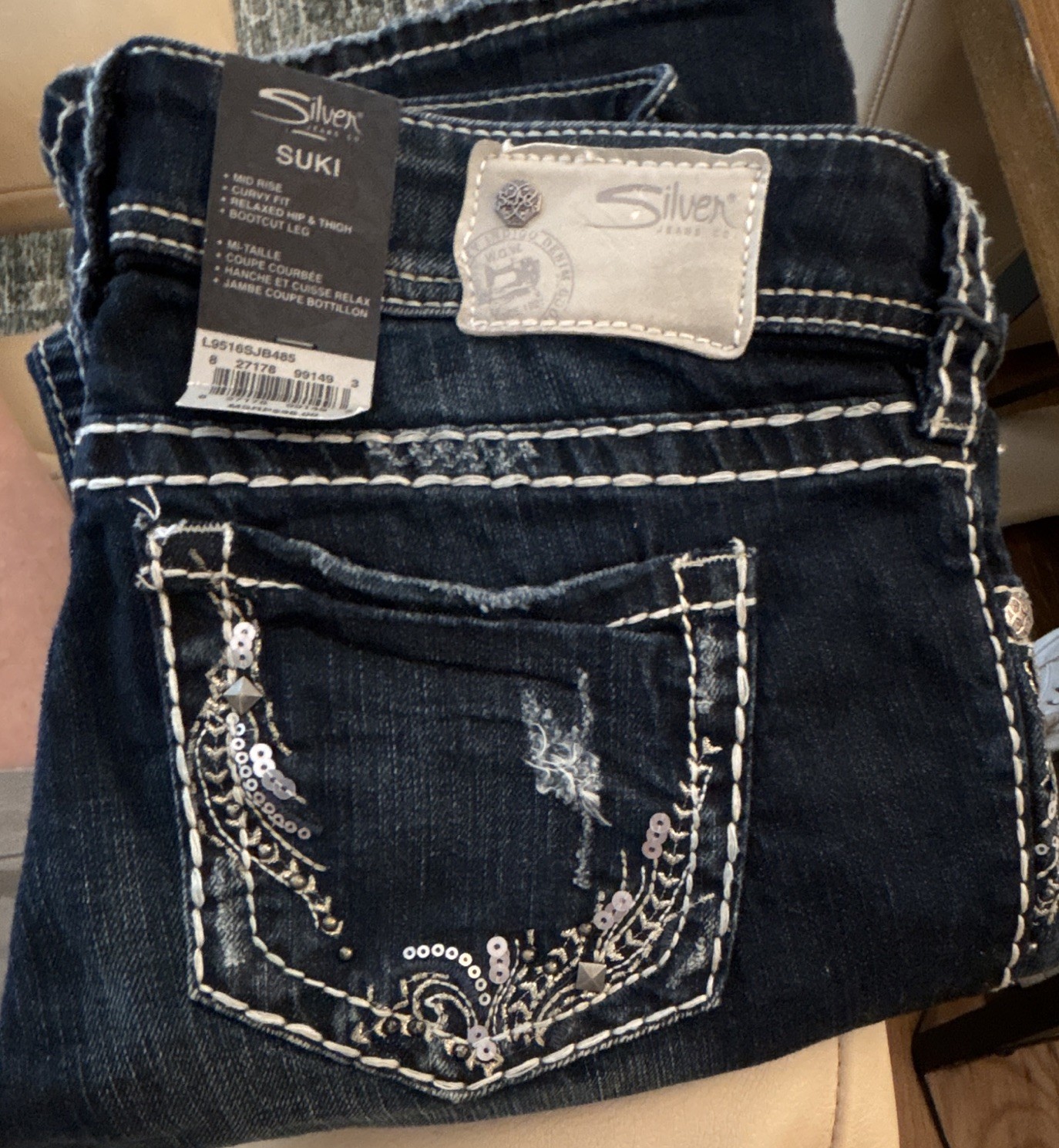 Silver Jeans Women’s Suki Bootcut Curvy Fit Dark Wash Denim Mid Rise Sz 28×32