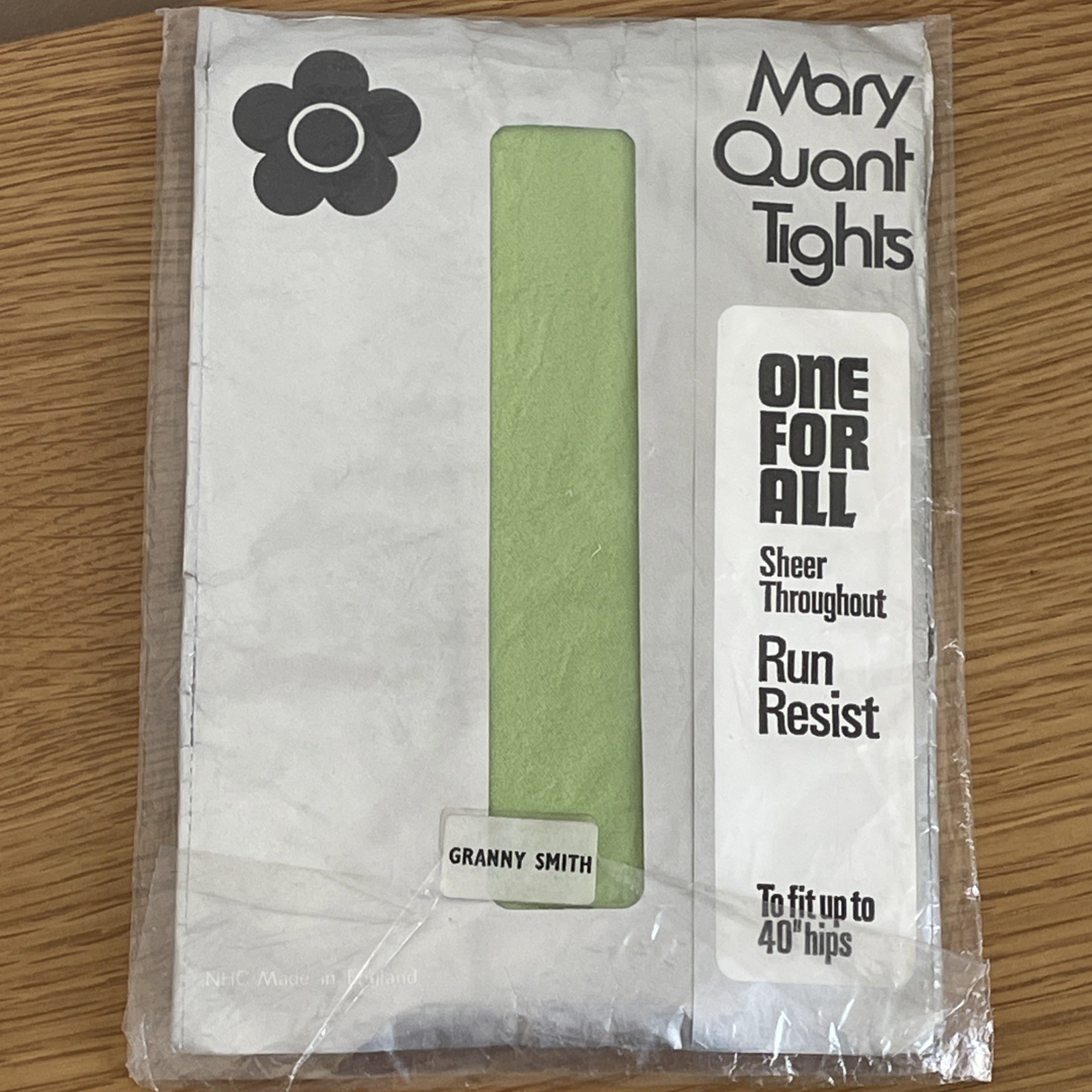 MARY QUANT TIGHTS ONE SIZE UP TO 40” GRANNY SMITH GREEN VINTAGE IN PACK UNUSED