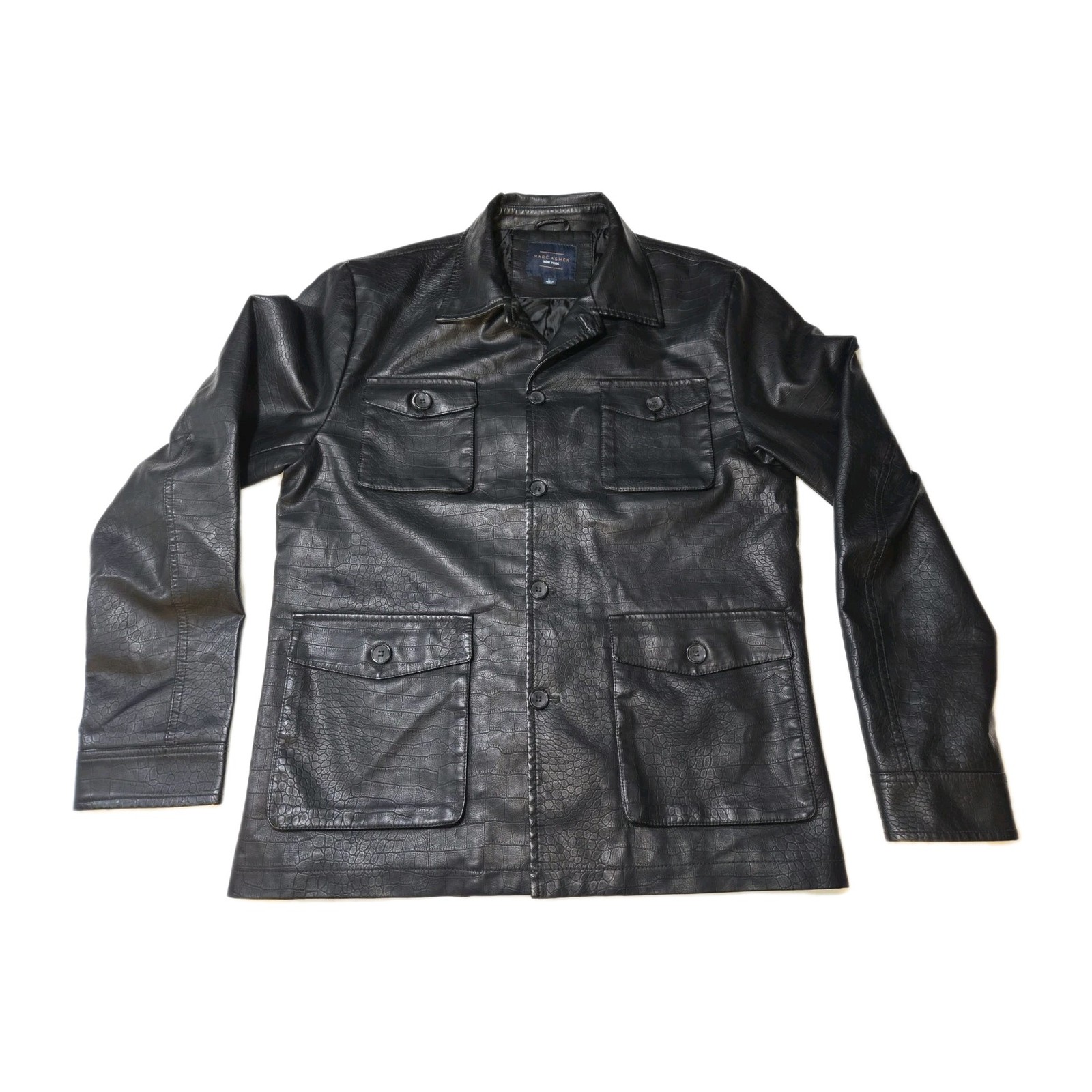 Marc Asher New York Button Front Embossed Faux Leather Jacket Men’s Size L
