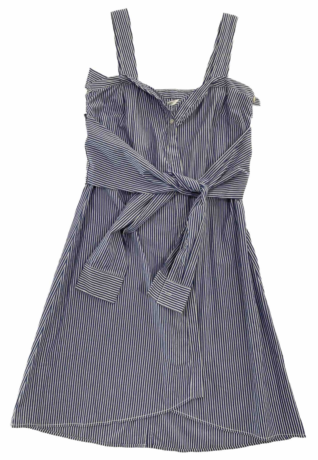 DEREK LAM 10 Crosby Blue Striped Front Tie Poplin Dress Size 8 Coastal NWT $395