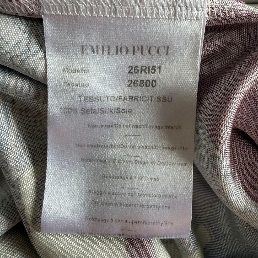 Emilio Pucci Silk Print Dress Gray Brown Purple Belted Long Dress Size IT42