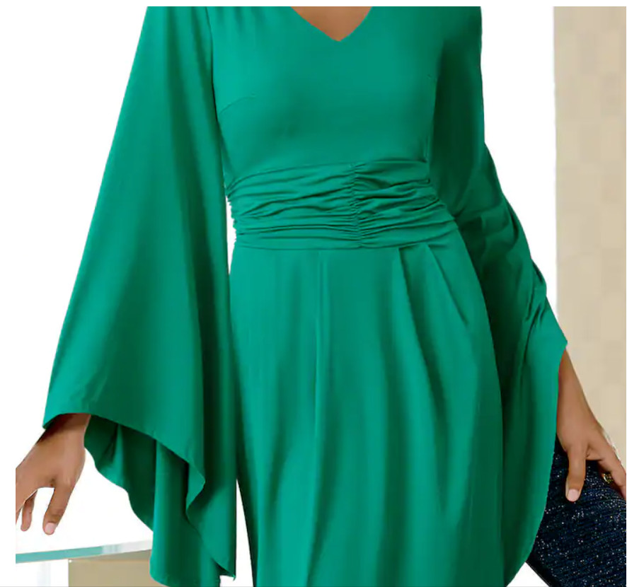 Size 2X PLUS Midnight Velvet Green Dinner Date Church Party Dalla Sheath Dress