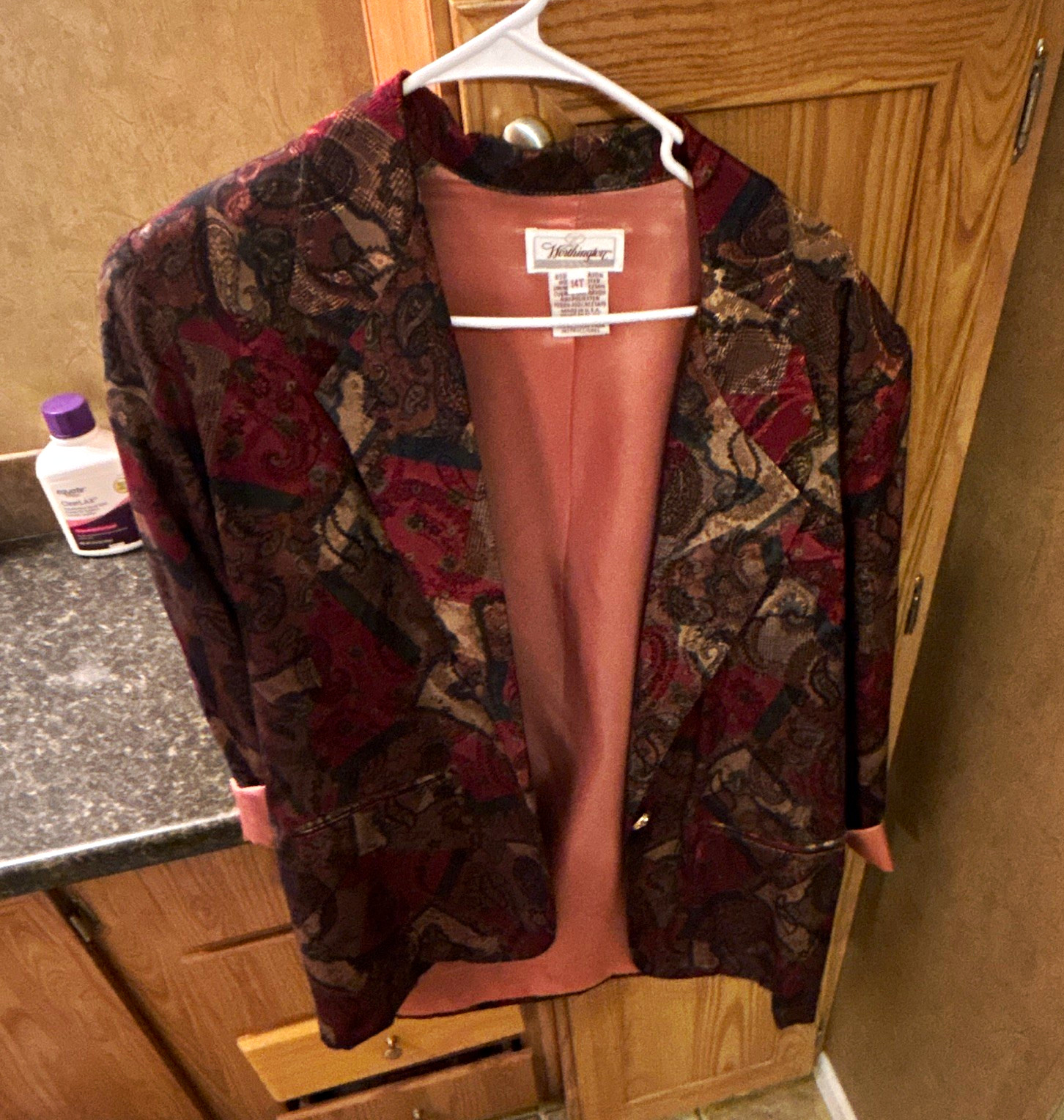 Worthington Women’s Multicolor Paisley Lined Button Jacket 14T Tall Pockets