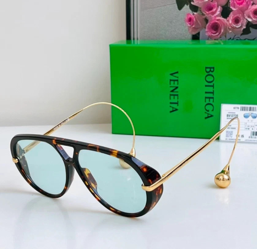 Bottega Veneta Drop Pilot sunglasses BV1273 Havana/Light Blue With Case New