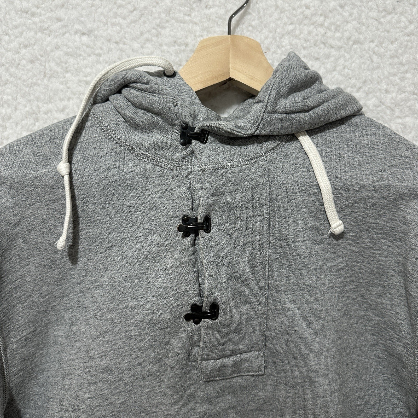 J.Crew Outerwear Fleece Hoodie Gray Deck Hook Heavyweight Sweater Size Large