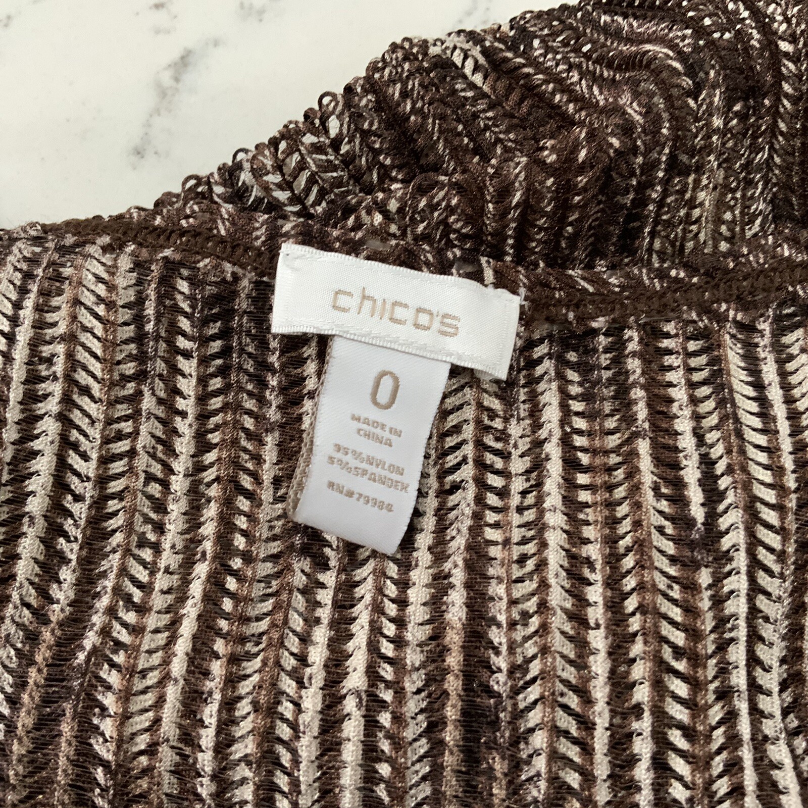 Chico’s Lightweight Open Front Cardigan Sz 0 Small 3/4 Sleeve Autumn Brown Tan