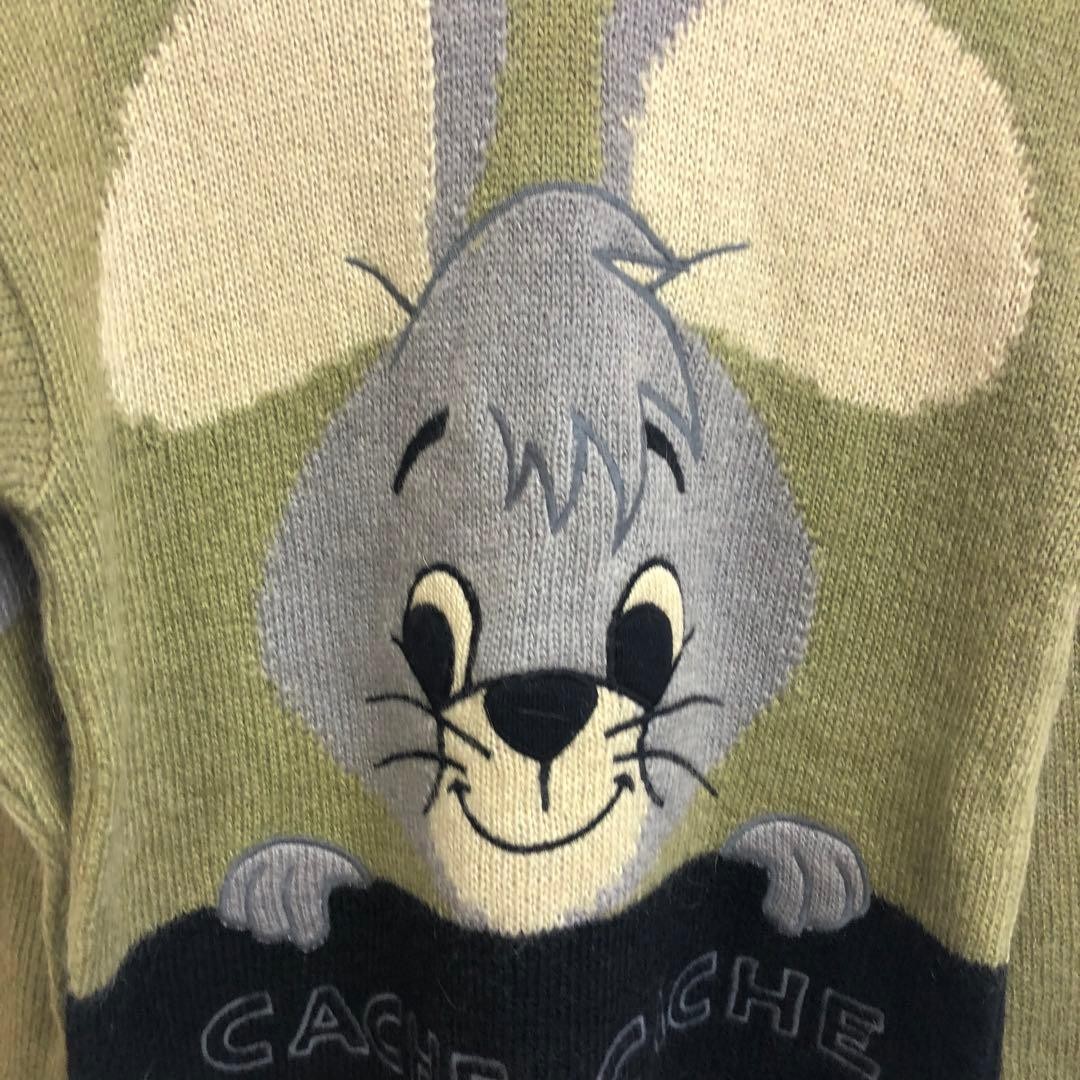 JC de CASTELBAJAC Character Design Knit Hoodie Size 40 Green Black Yellow