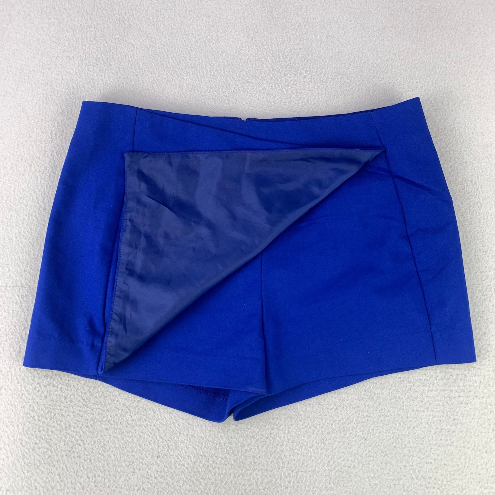 Express Skort Women 10 Blue NWT Mini Asymmetrical Front Wrap Stretch Casual