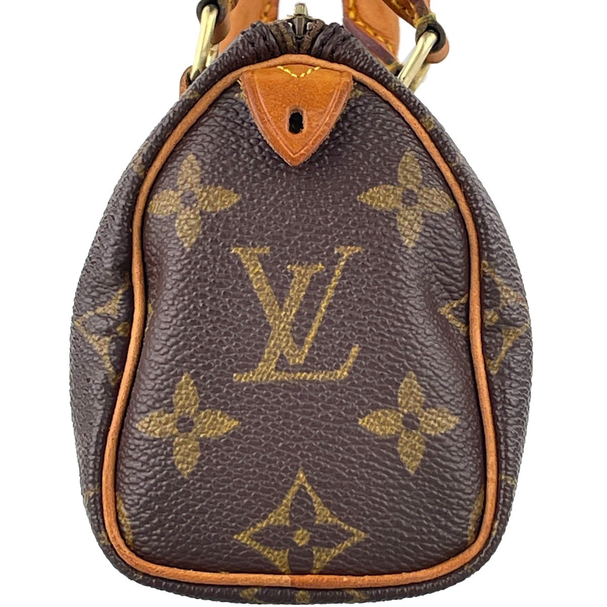 Louis Vuitton Monogram Mini speedy Leather Fabric Brown Handbag 4574