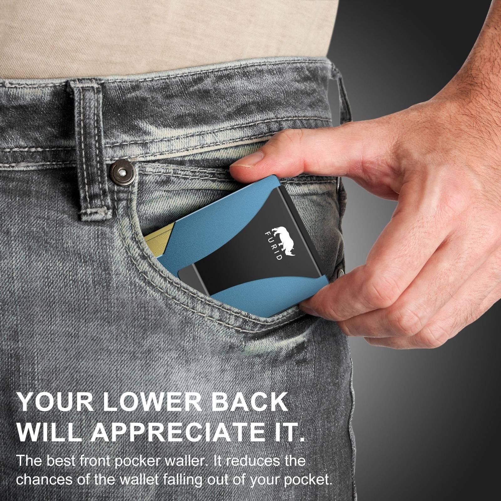 Minimalist Card Wallet for Men Slim: Rfid Metal Standard, Aluminum Slate