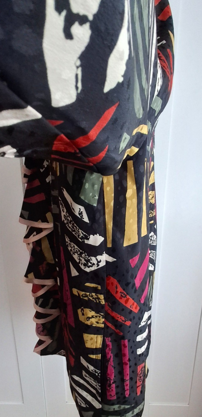 Vintage Designer John Bates London Jacket Ruffle Open Front Multicoloured Size L