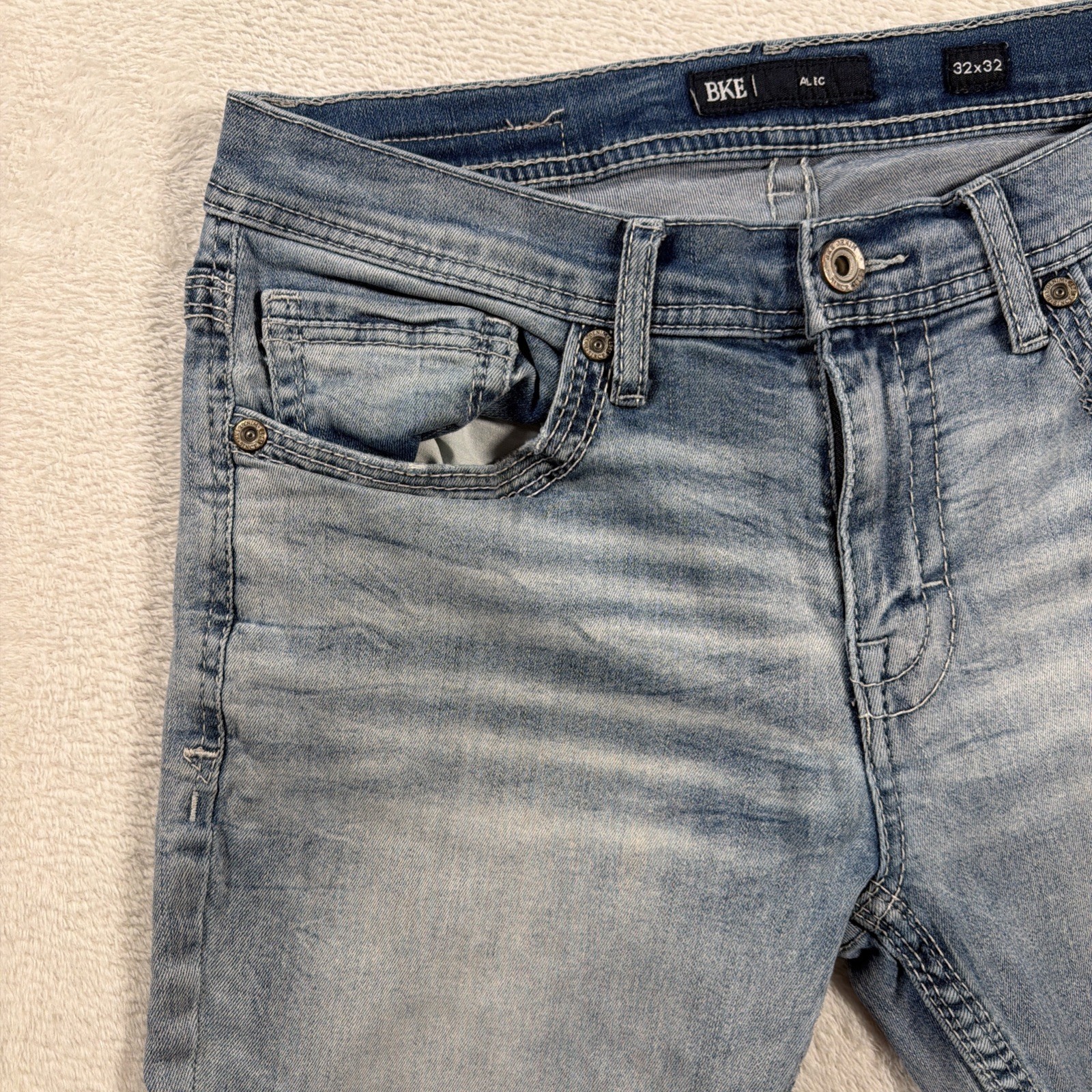 BKE Alec Men’s Straight Jeans 32×32 Light Wash Stretch Denim
