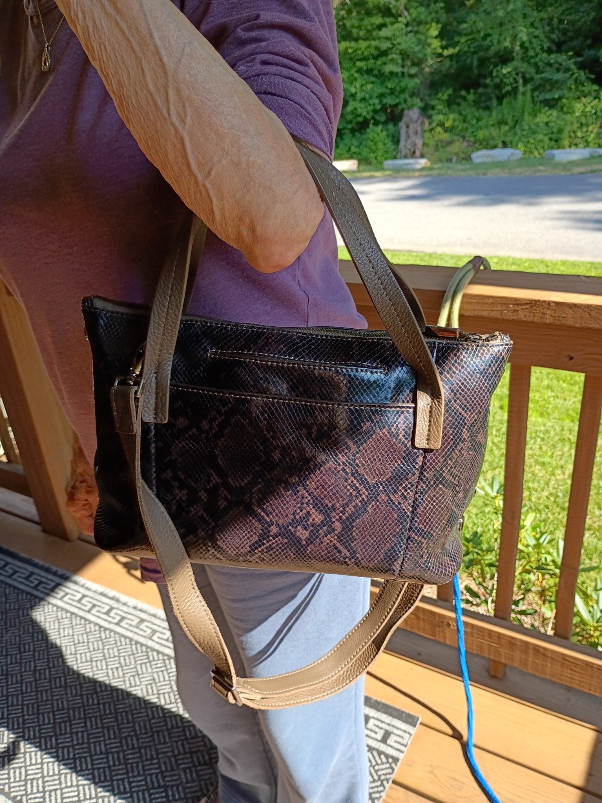 Hammitt/Addie/Olivine Snakeskin Embossed Leather/Gunmetal