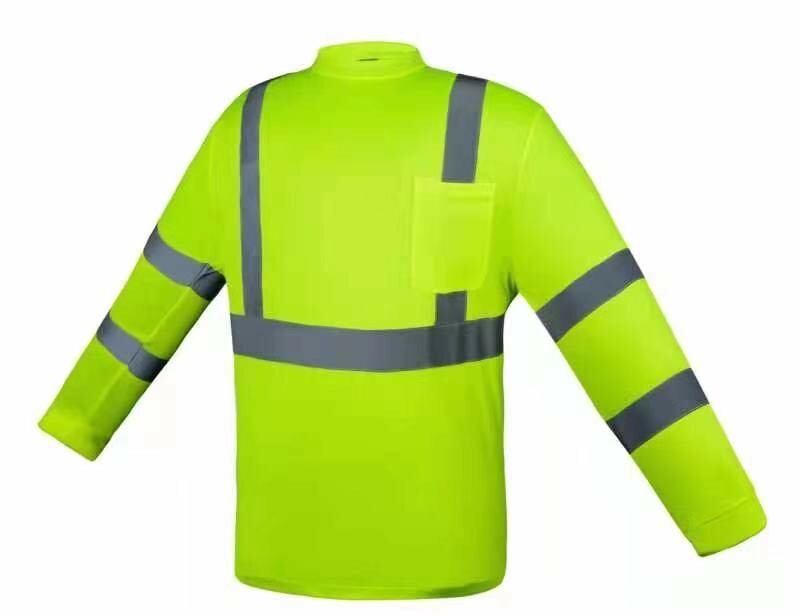Class 2 Max-dry Moisture Wicking Mesh Long Sleeve Safety T-shirt, Neon Lime