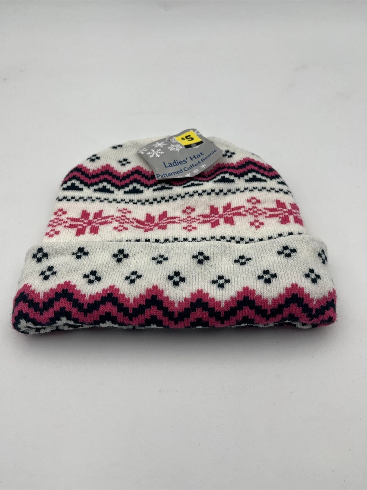 Ladies Multi Color Hat Patterned Cuffed Beanie