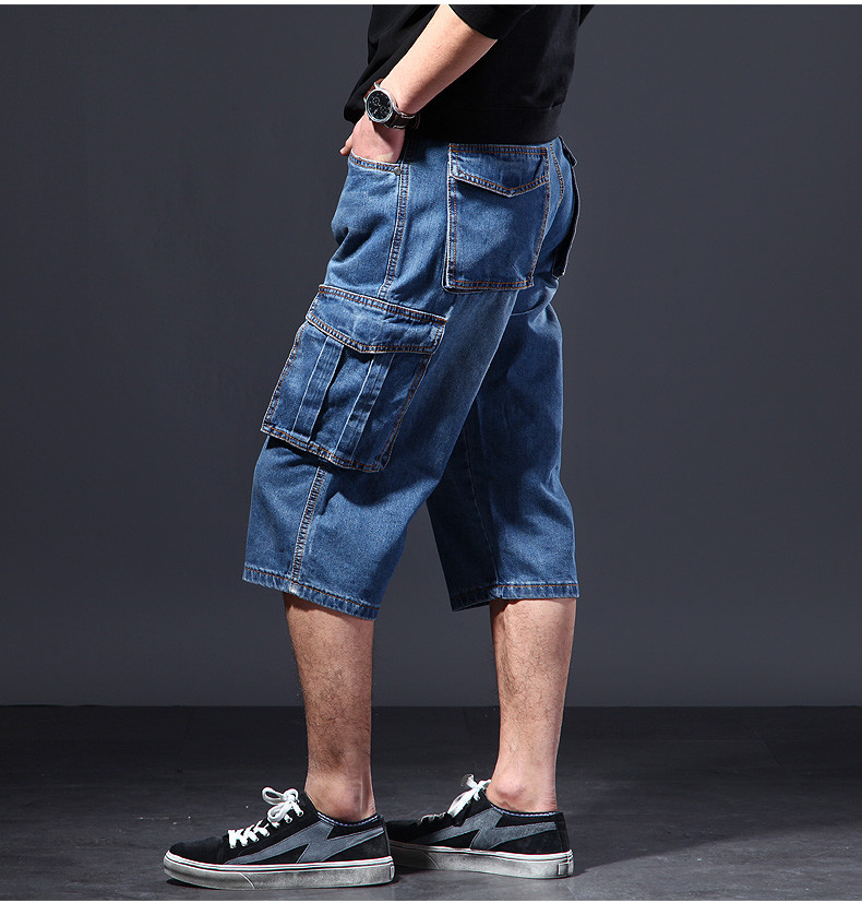 New Men’s Jeans Denim Cargo Combat Shorts Summer Casual Multi Pocket Pant W30-48