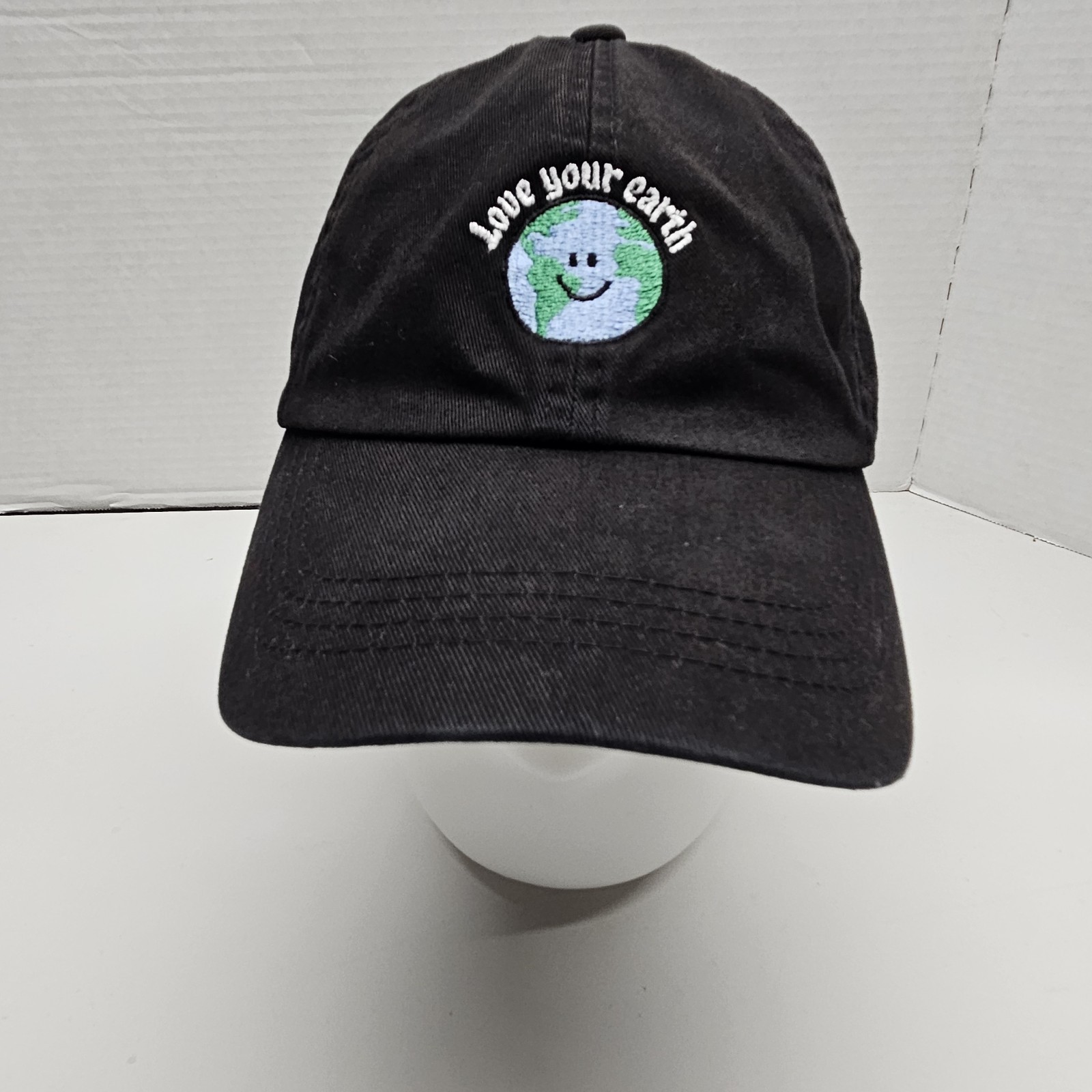 Love Your Earth Hat Adjustable Planet World Happy Environmental Cap Black