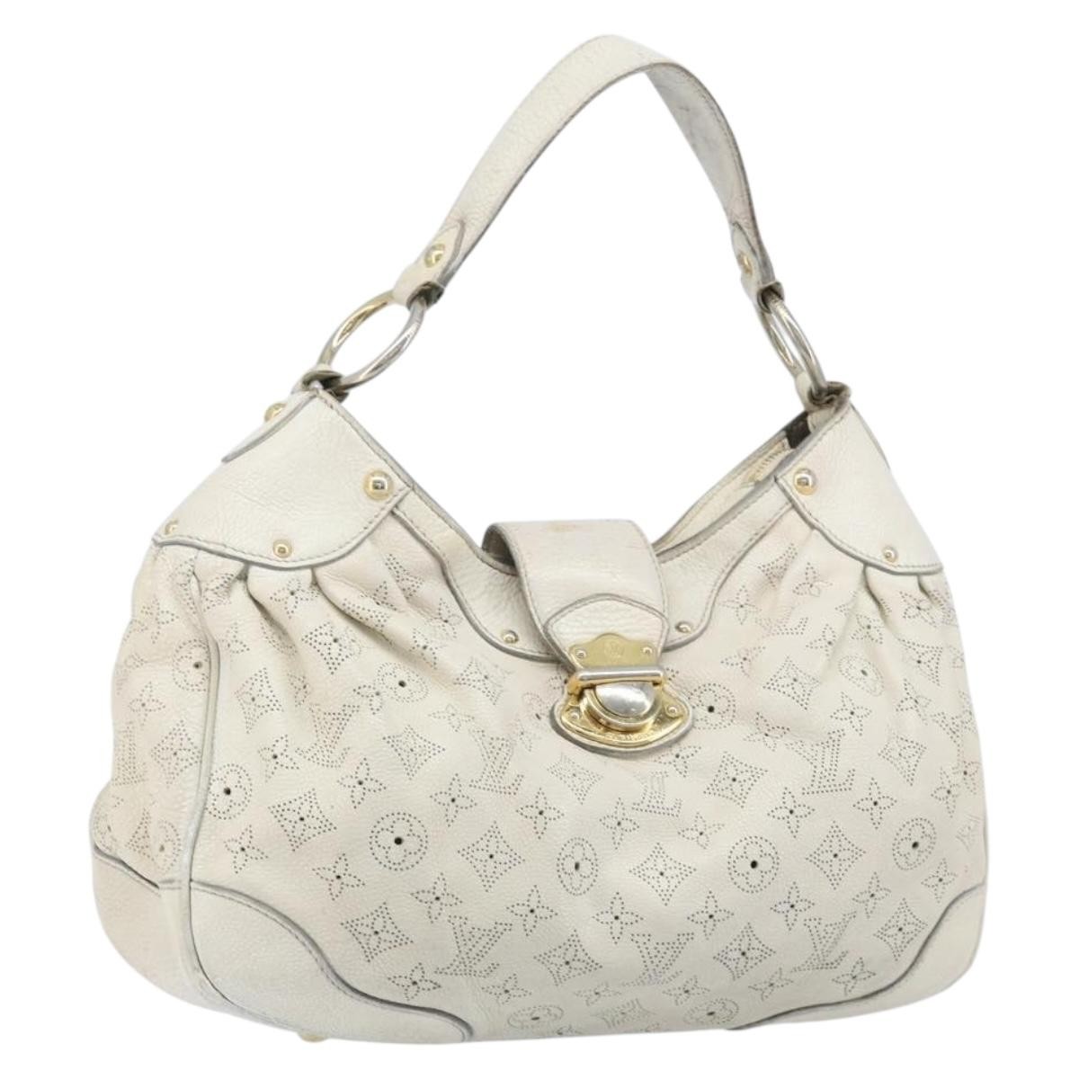 LOUIS VUITTON Mahina Solar PoweredGM Bag Leather White M93128 LV Auth bs34140