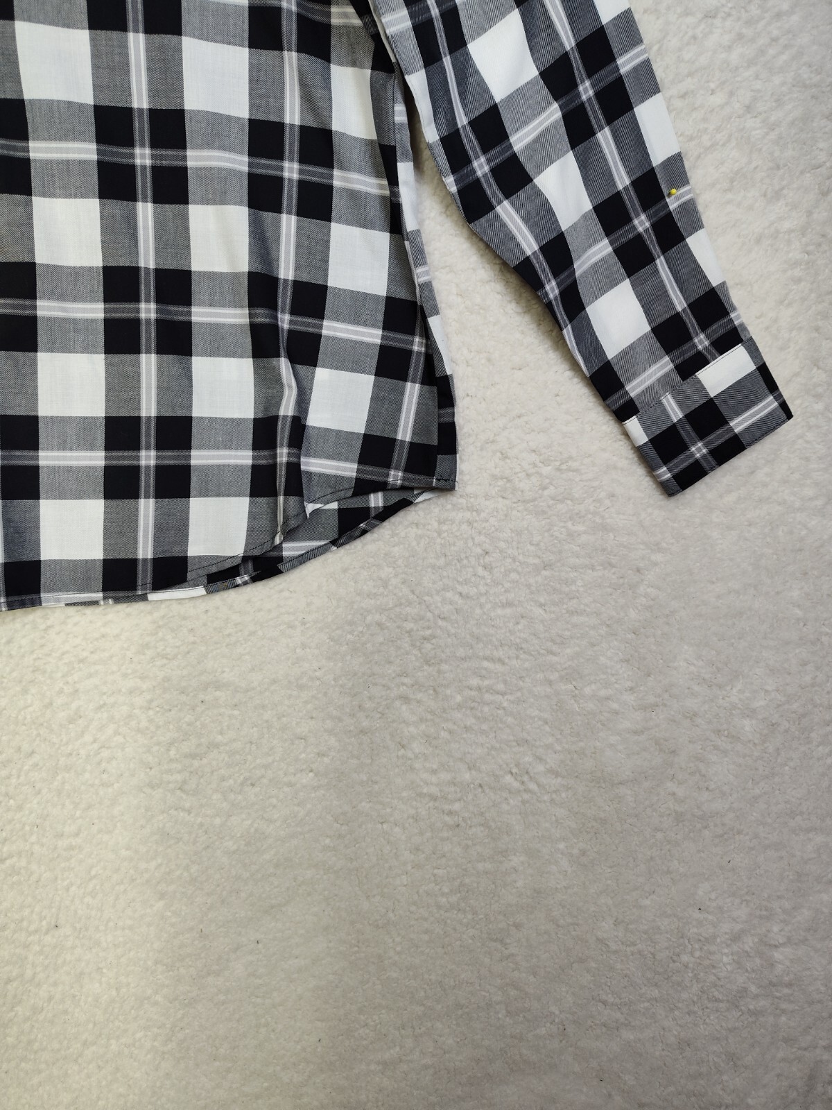 Izod Women Top Large Black Plaid Cotton Blend Long Sleeve Reguar Fit T-shirt