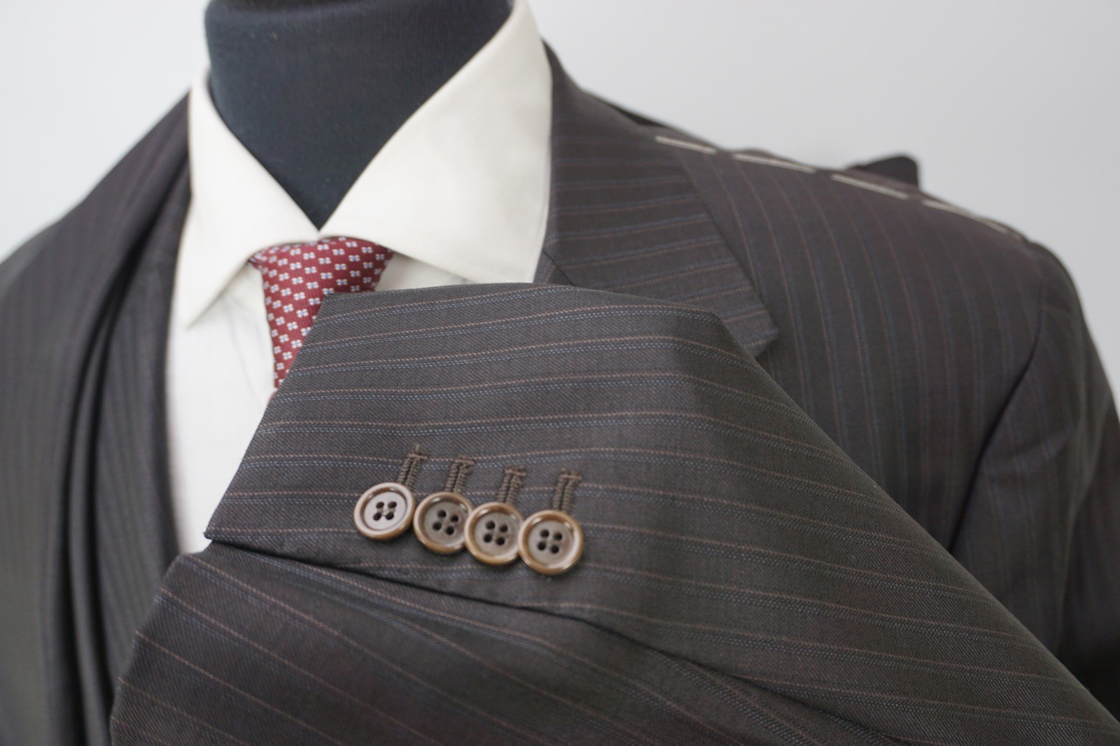 Sartoria Partenopea Brown Striped Wool 2 Pc Suit Jacket Pants 48R 58EU NEW