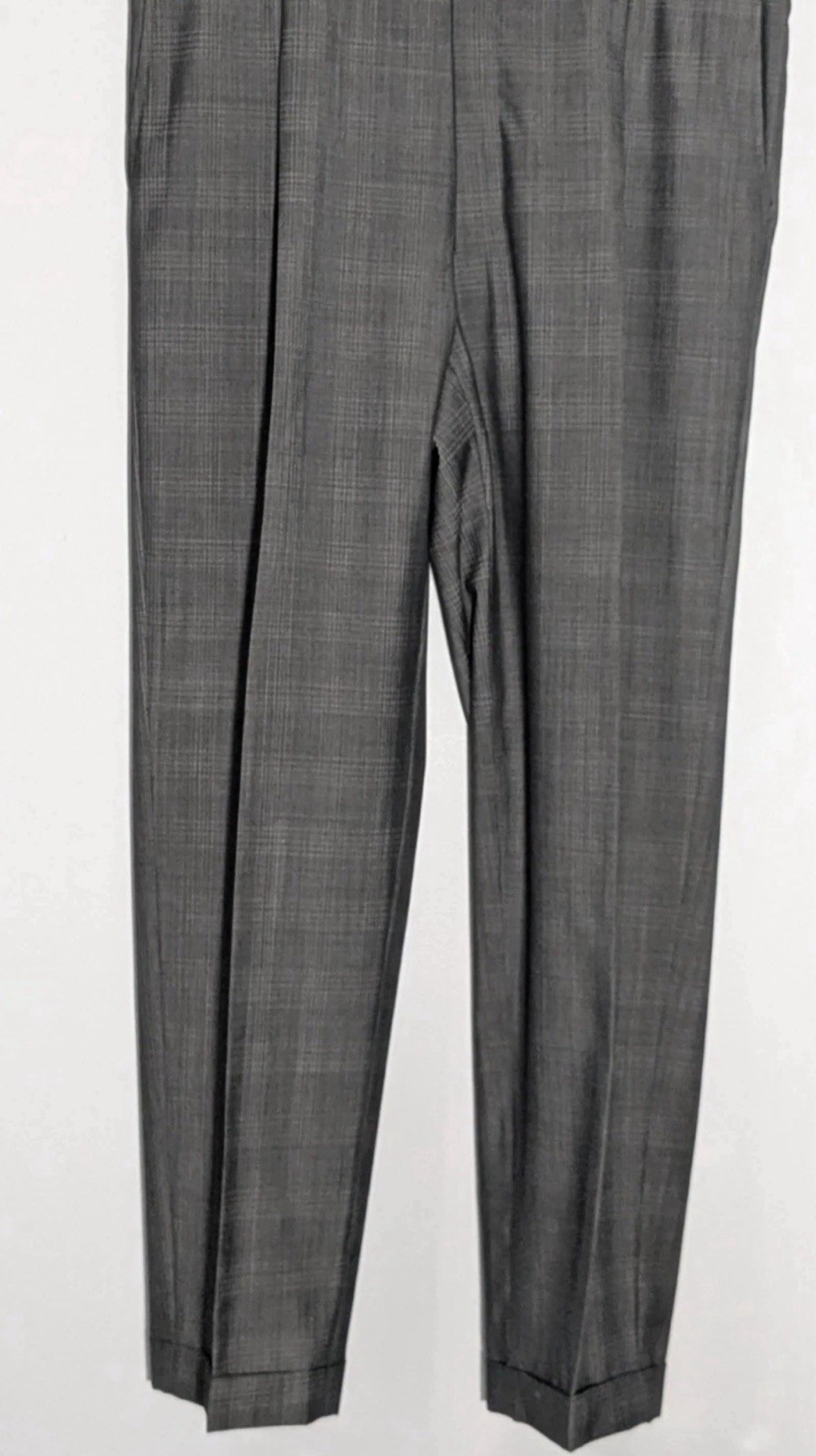 Hart Schaffner Marx Suit Mens 44L Gray Plaid 2 Button Wool Pleated Pants