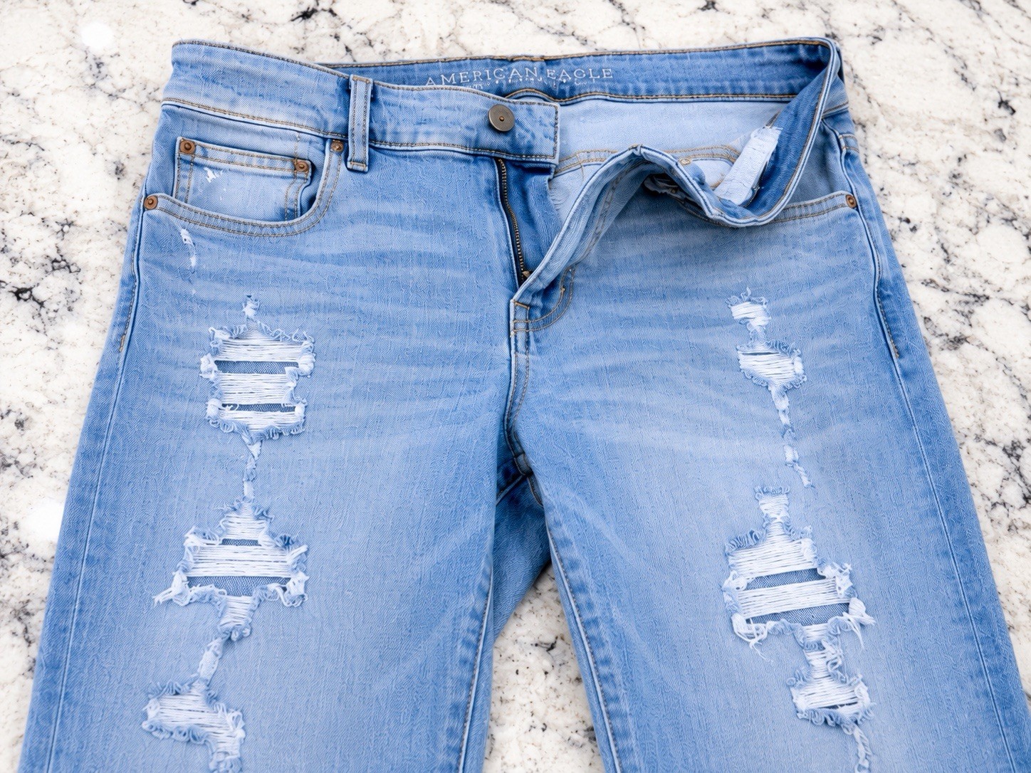 Mens American Eagle Airflex 360 Slim Blue Jeans Size 32×32 Never Worn Holy Jeans