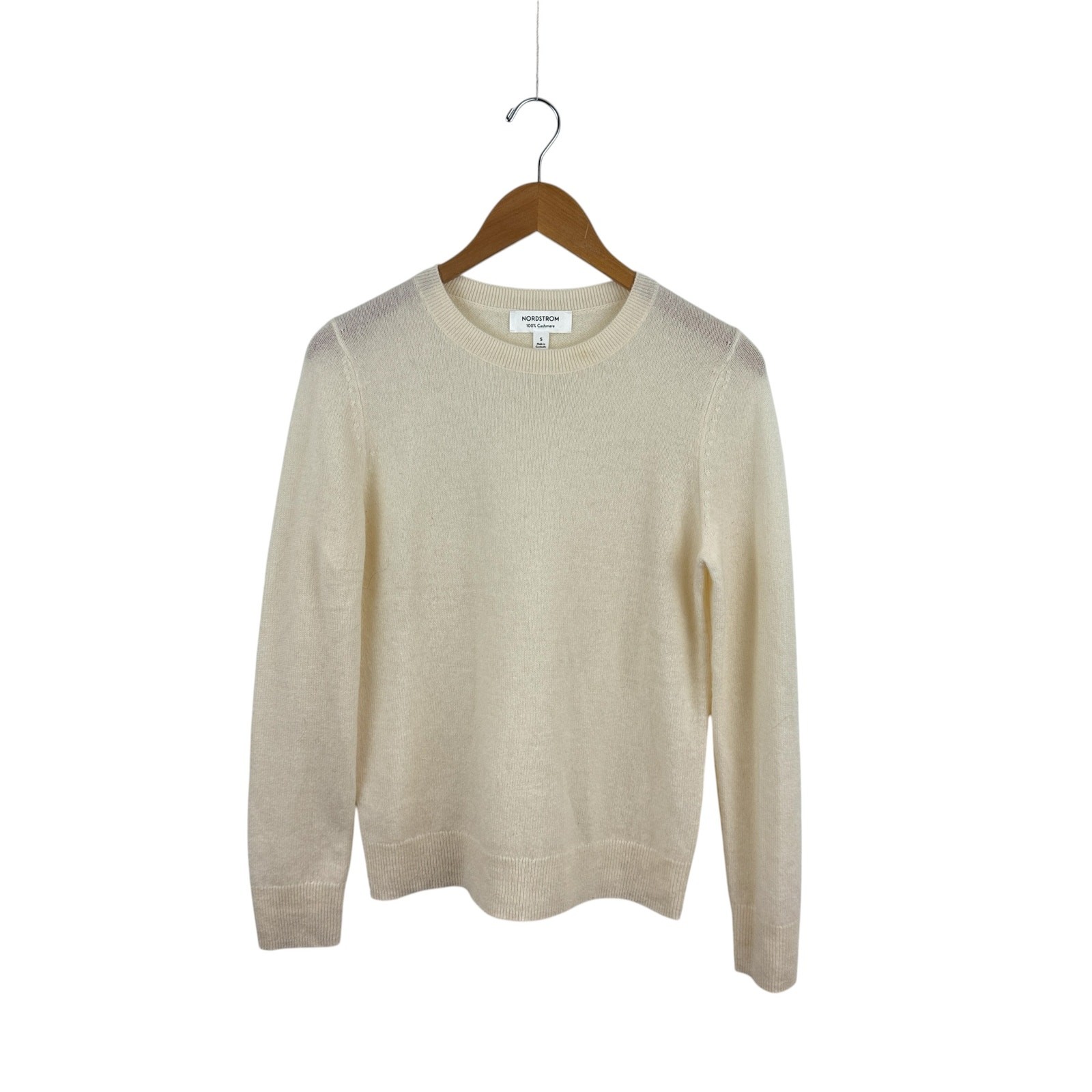 Nordstrom Women’s Cashmere Sweater S Cream Crew Neck