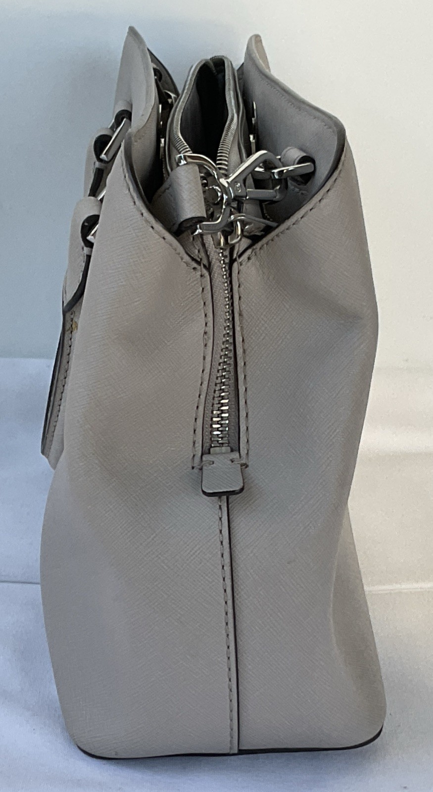 Michael Kors Savannah Medium Saffiano Taupe Satchel Leather Handbag
