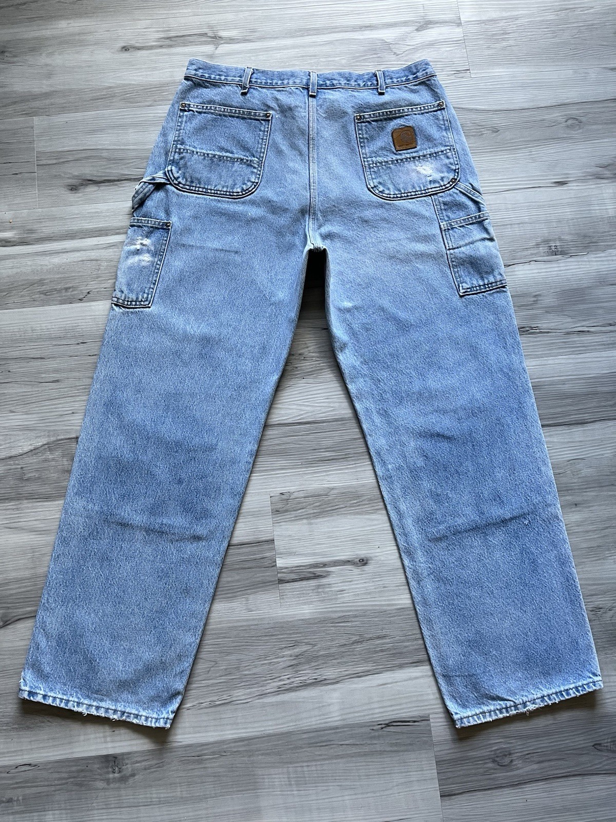 Vintage 2001 Carhartt B73 DST Double Knee Light Wash Jeans – 36×31 MADE IN USA