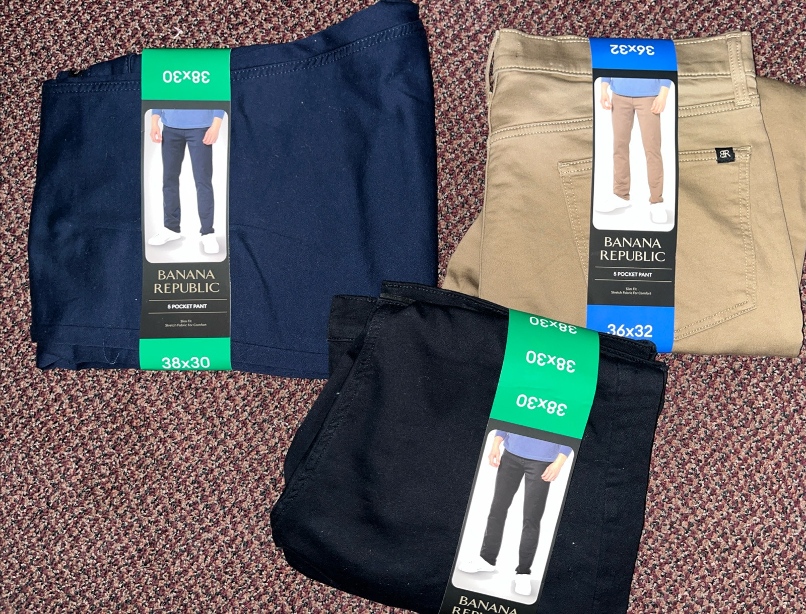Banana Republic 5 Pocket Pant Slim Fit Stretch Fabric 1620338 BLACK,BLUE,TAN