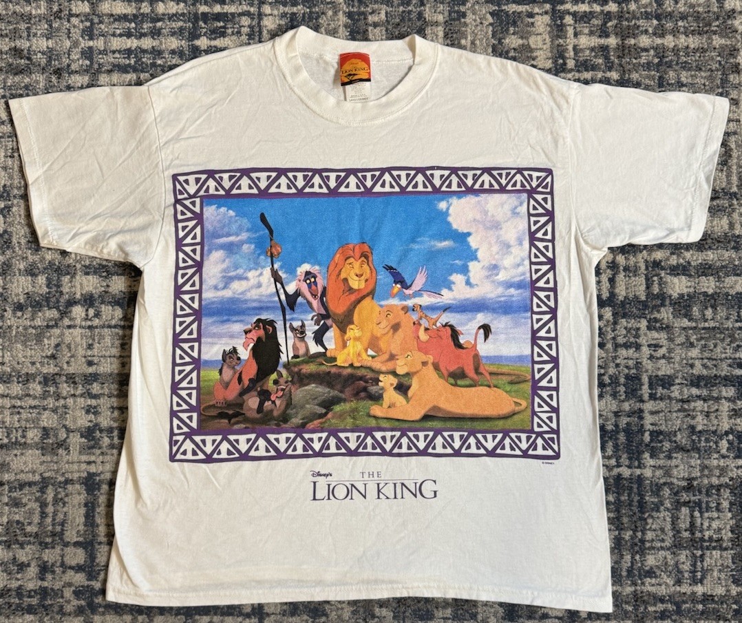 Vintage 1996 Disney’s The Lion King Movie Promo T Shirt Sz L Simba Timon Pumbaa