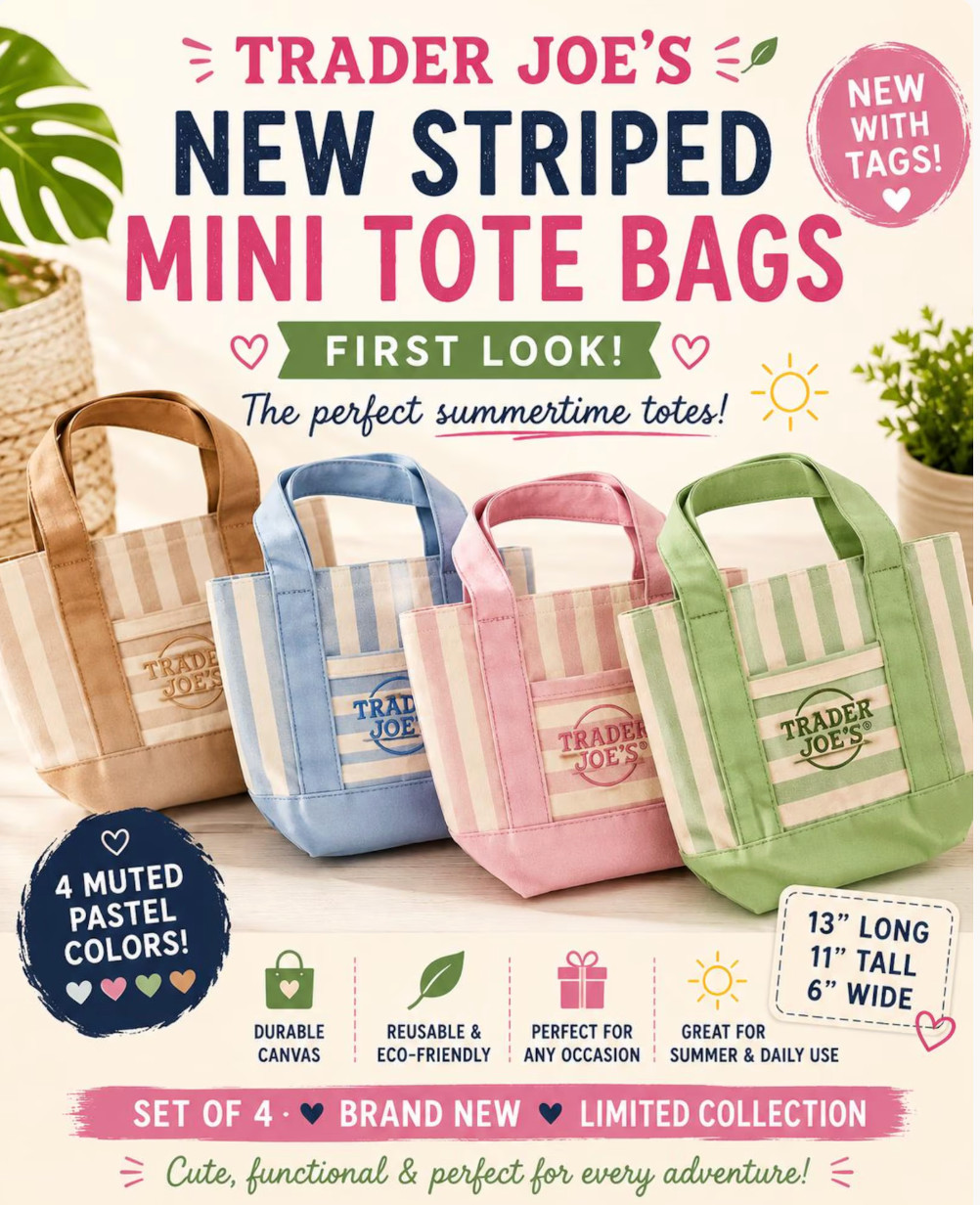 Summer Striped Edition – Trader Joe’s Mini Totes Full Set of 4 All Colors