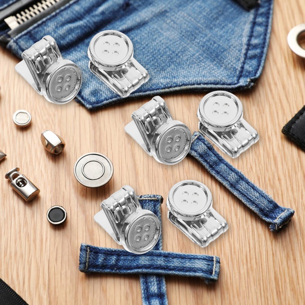 6 Pcs Metal Adjustment Buckle Work Man Button Suspenders Buttons for Pants