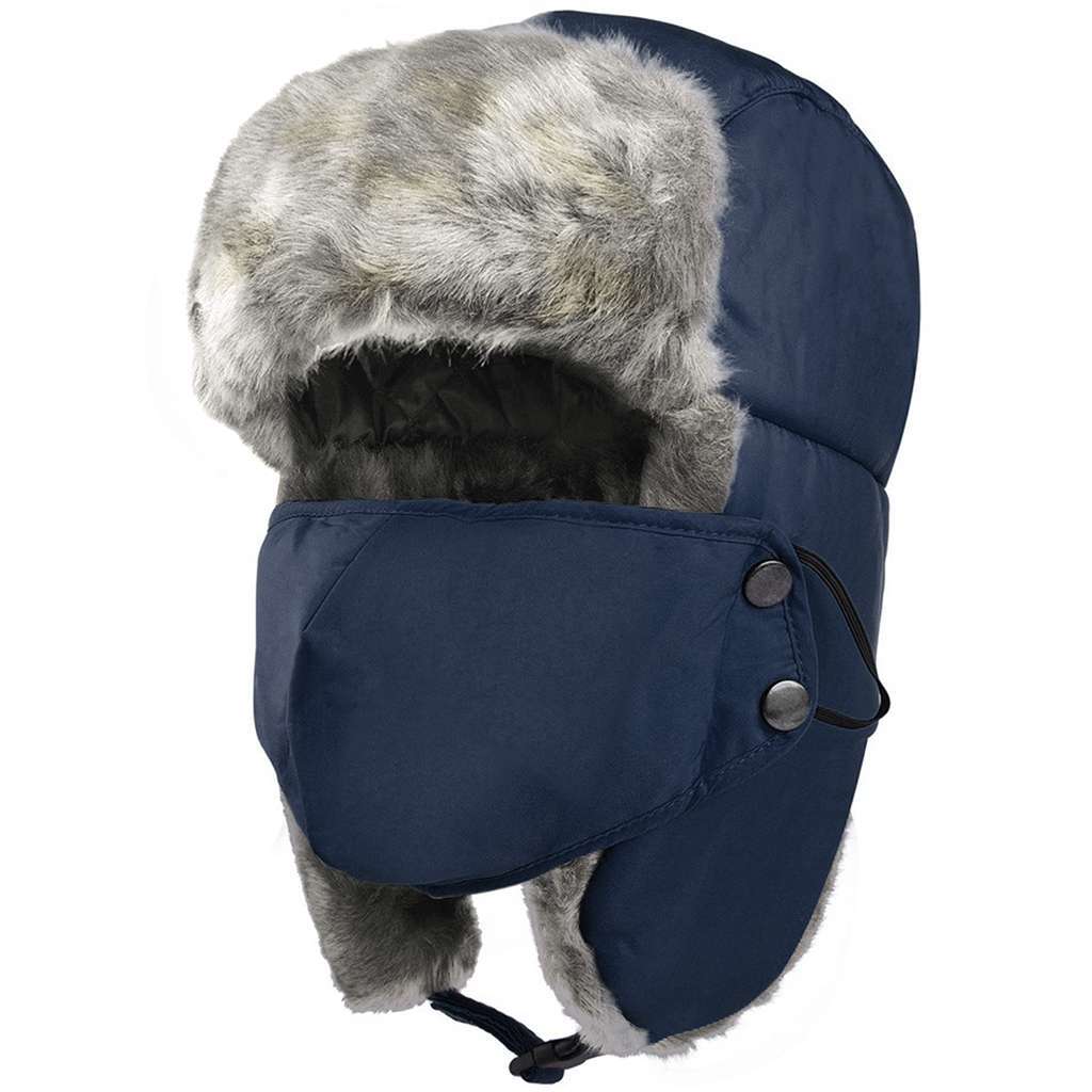 Men Winter Ear Flap Trapper Hat Face Mask Fur thermal Warm Snow Ski Cap Women