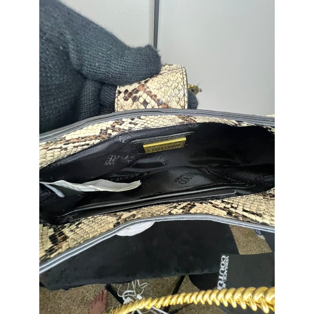 Versace Jeans Couture Snake Print Gold Chain Shoulder Bag 71VA4BF5 NWT