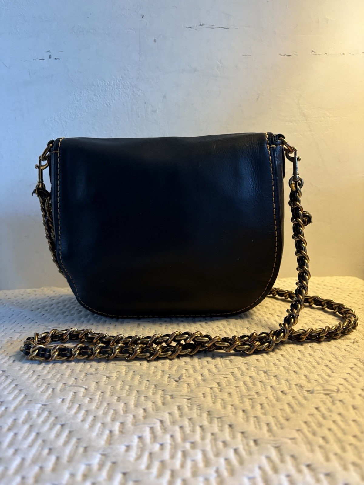 Coach 1941 Iconic Turn Lock Saddle Crossbody Chain & Leather Braided Strap 59241