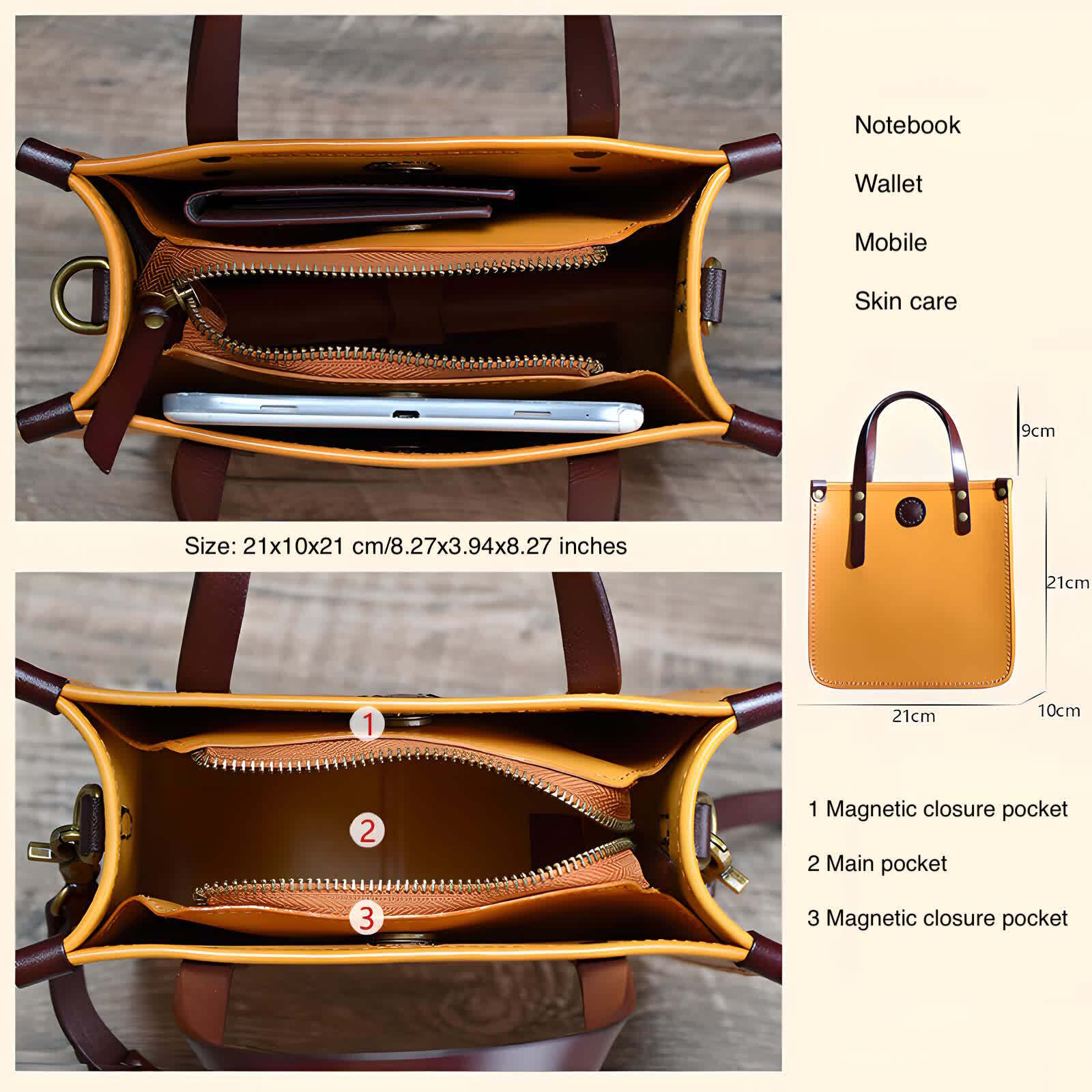 Erivis Women’s Genuine Leather Simple Handbag Burgundy Tote Bag shopping