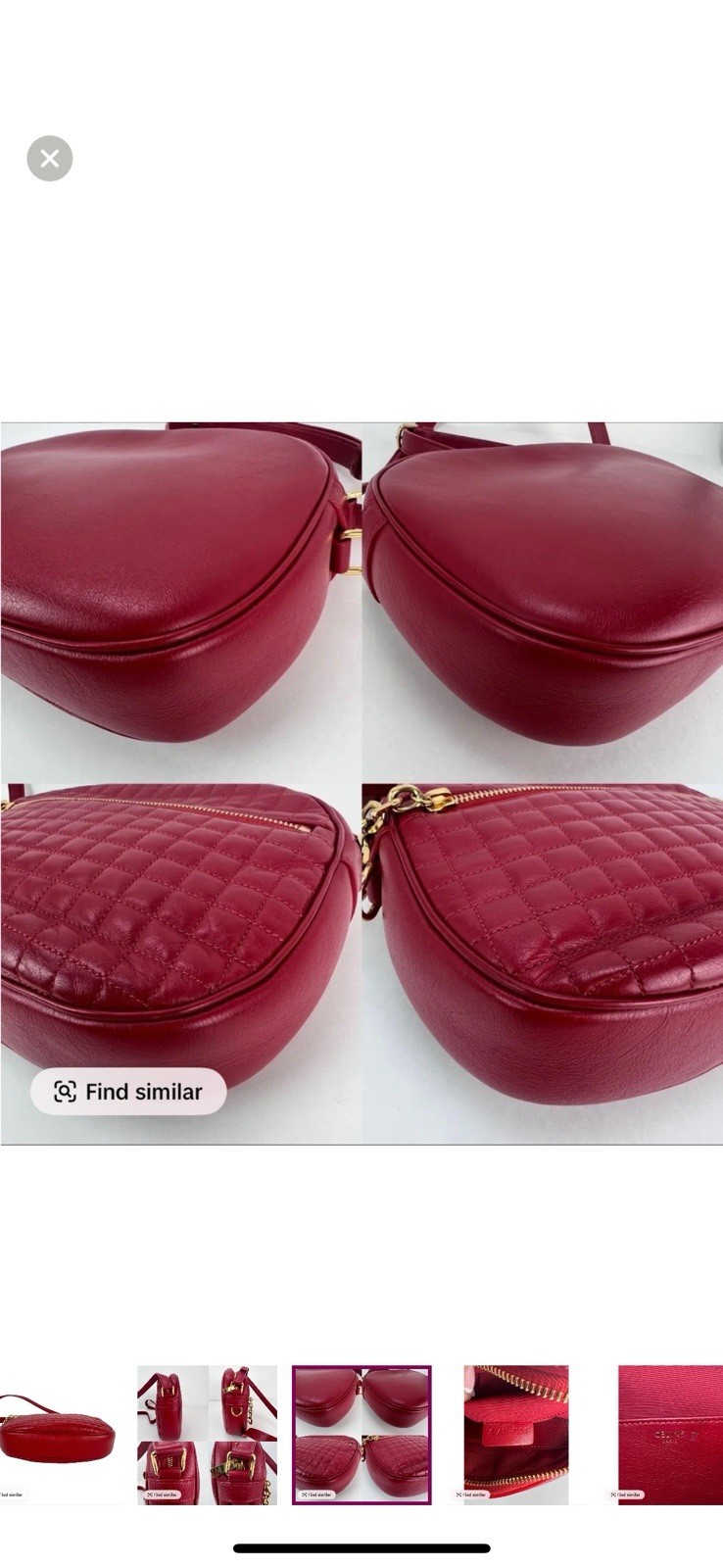 CELINE C Charm Small Crossbody Shoulder Bag Camera Red Leather Women’s Used