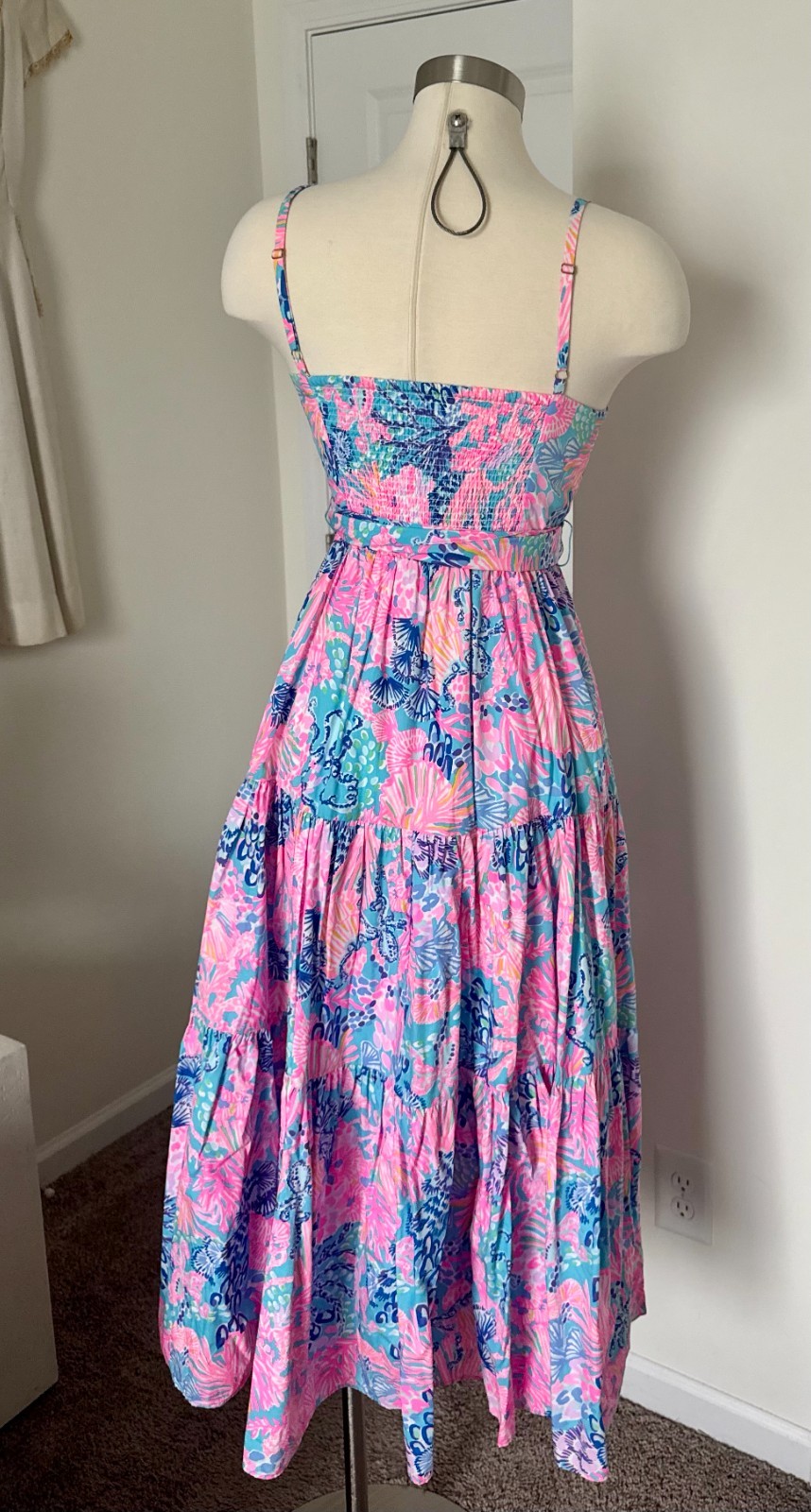 Lilly Pulitzer “Splendor in the Sand” Print Midi Cotton Dress w/Pockets – Size 0
