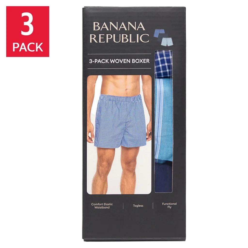 Banana Republic Men’s Boxers 3 Pack 100% Cotton Woven Underwear New S M L XL
