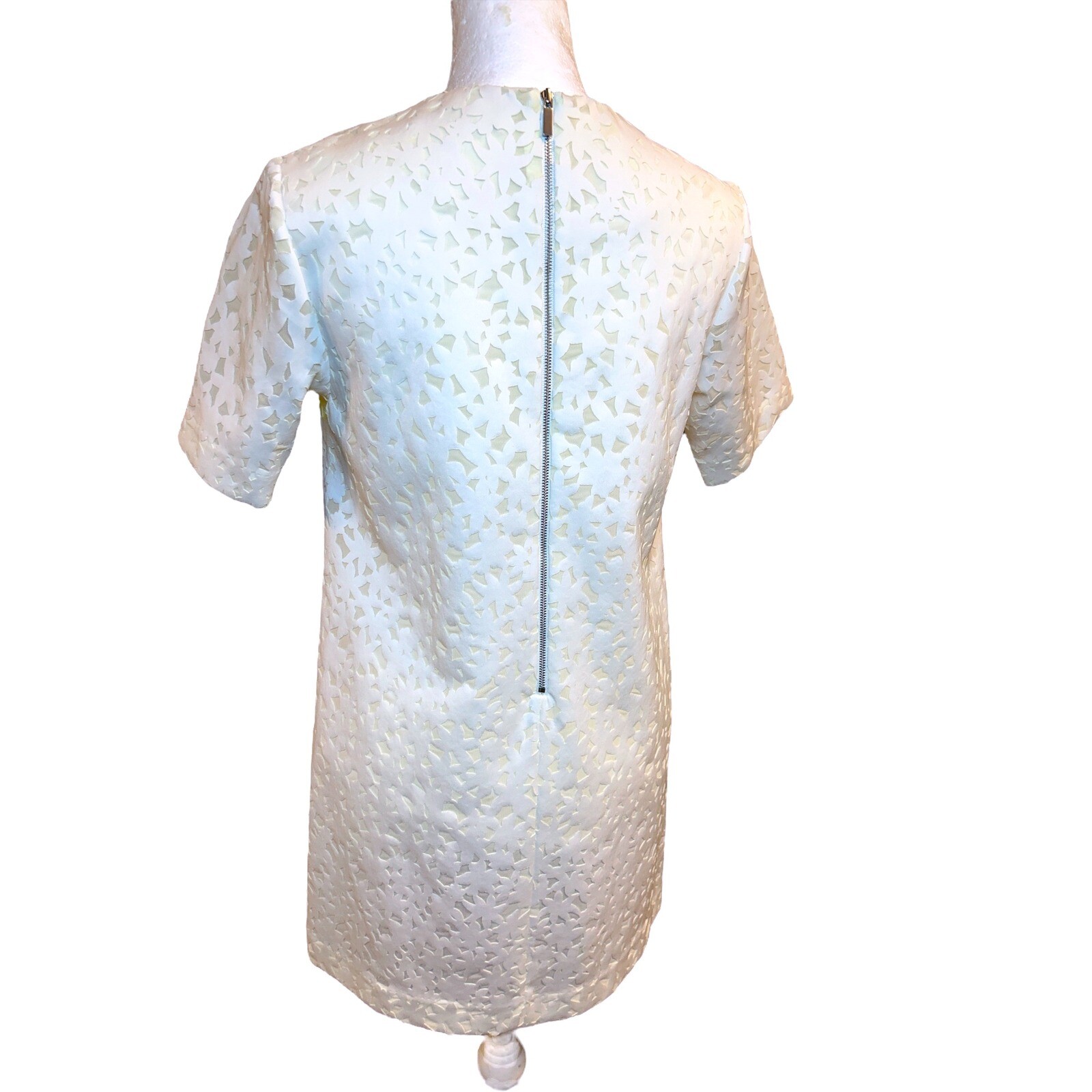 Elizabeth and James Mini Dress Lace Overlay Neon Stripe Short Sleeve XS