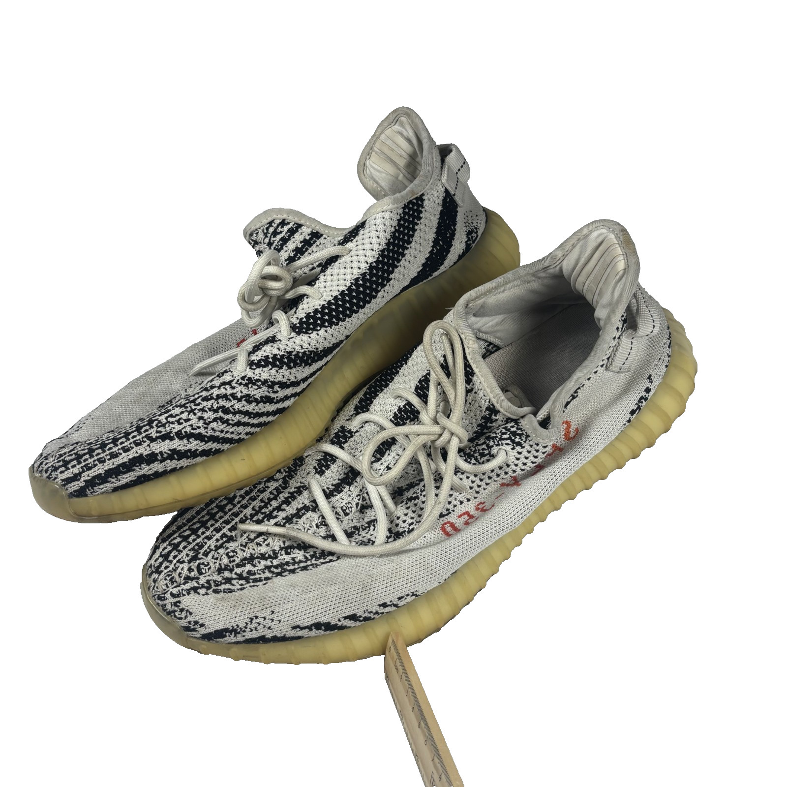 ADIDAS YEEZY BOOST 350 V2 ZEBRA MEN’S SNEAKERS WHITE/BLACK LOW TOP SIZE 13.5
