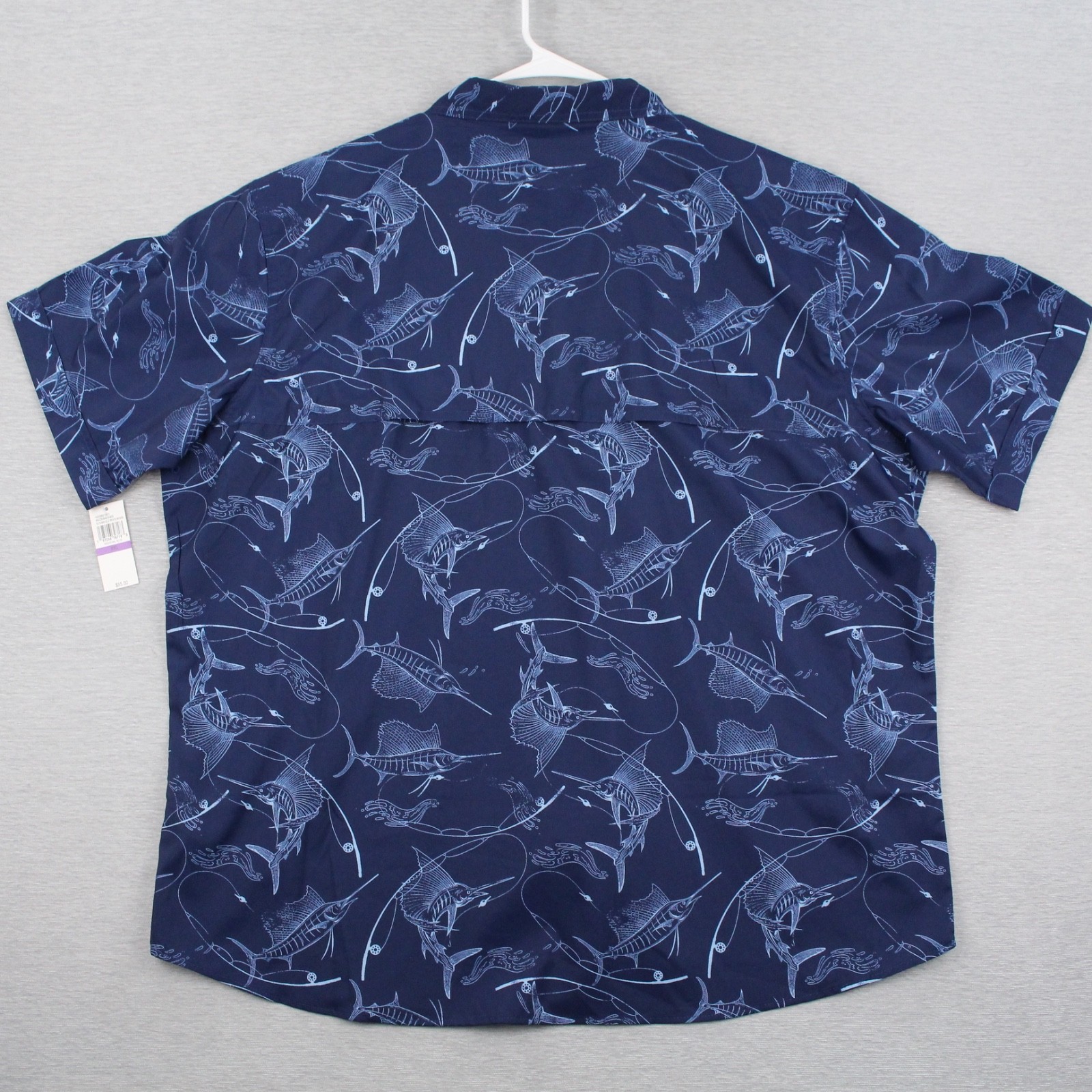 Izod Saltwater Shirt Mens XXL Blue Sunshield Prints Woven Short Sleeve NEW